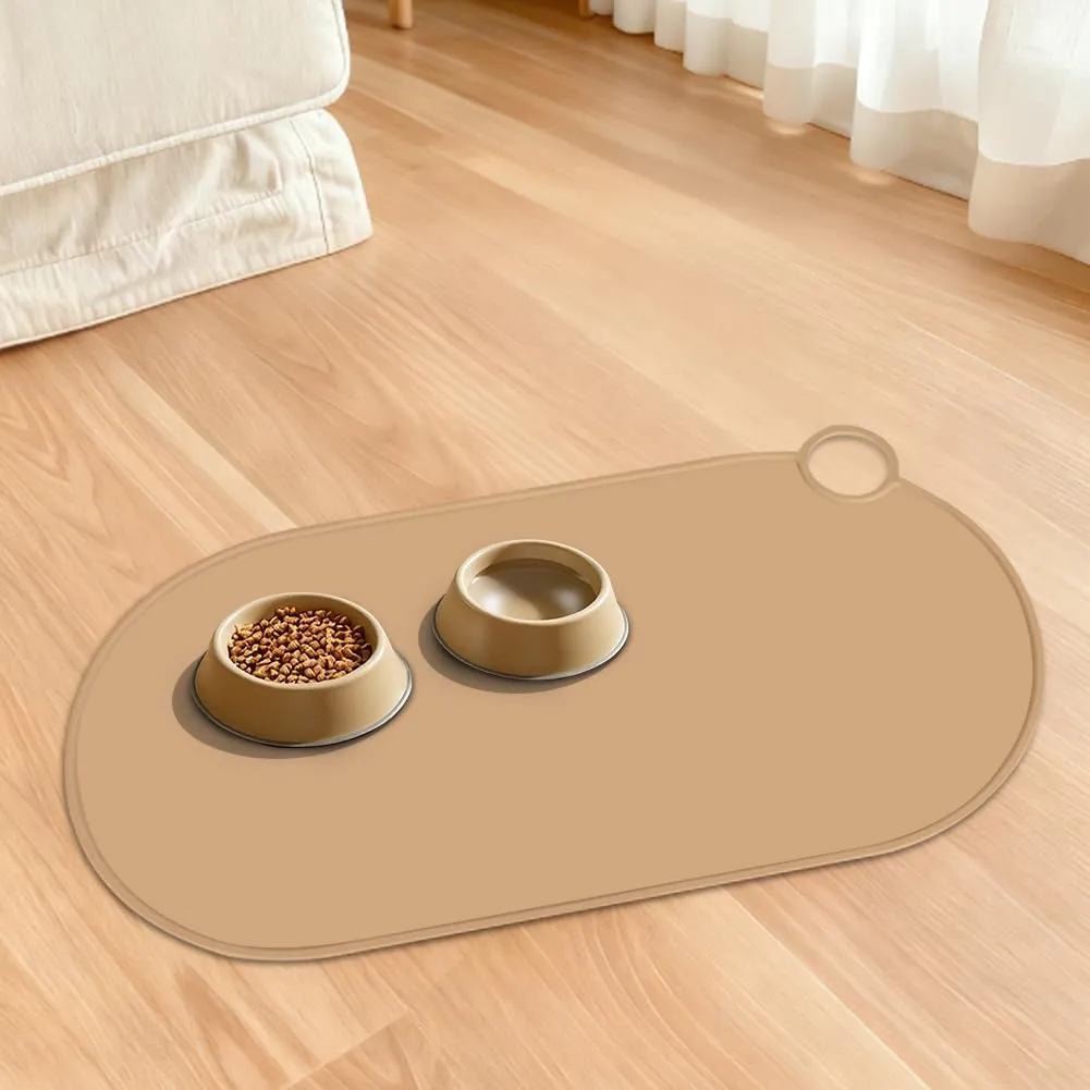 Adiwo Tappetino Ciotola Cane e Gatto Antiscivolo in Silicone, Impermeabile, 50x25 cm, Marrone - immagine 9