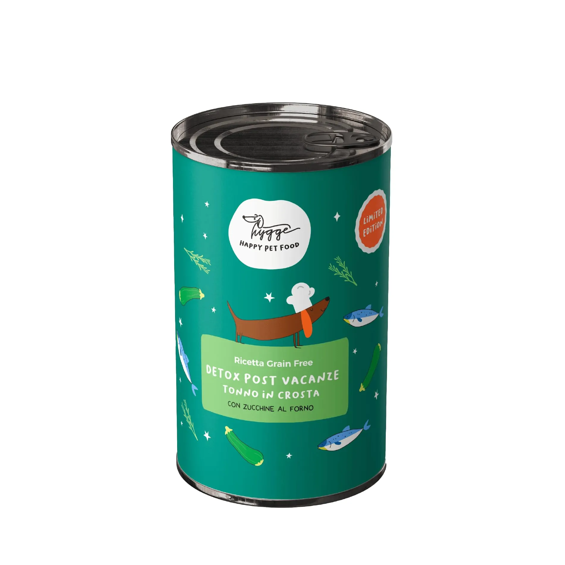 Hygge Cibo Umido per Cani Monoproteico al Tonno con Zucchine, Carote ed Erbe Detox, Grain Free, 6 x 400g - immagine 1
