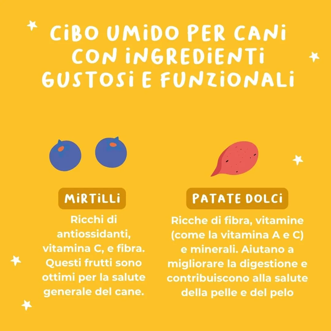 Hygge Cibo Umido per Cani alla Quaglia, Mirtilli e Patate Dolci, Monoproteico e Grain Free, 6 x 400g - immagine 3