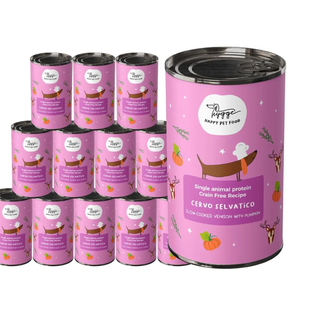Hygge Dog Cibo Umido Monoproteico al Cervo e Zucca Senza Cereali, 6 x 400g - immagine 1