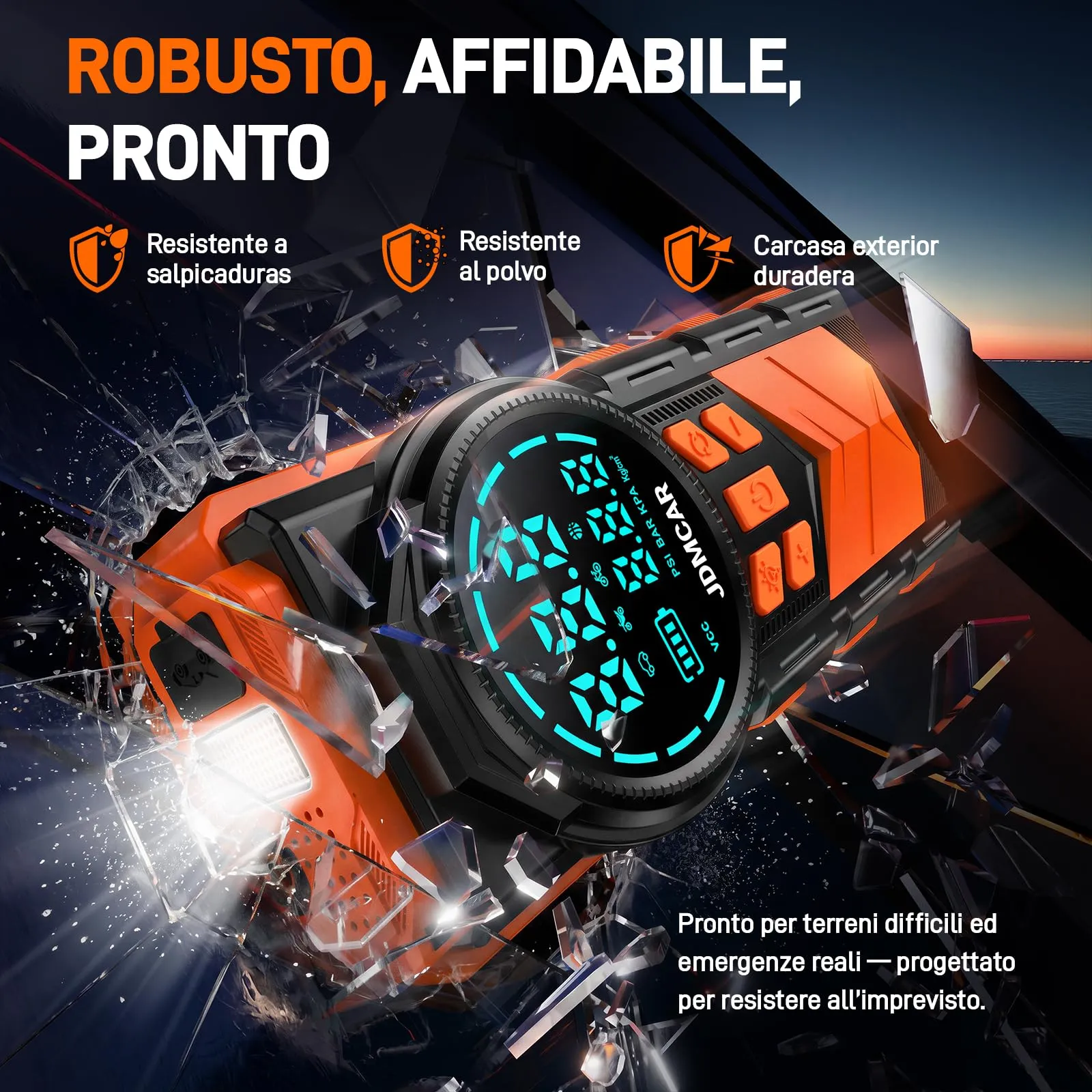 JDMCAR 12000A Booster Avviamento Auto e Compressore Aria Portatile 160PSI 4 in 1 - immagine 8