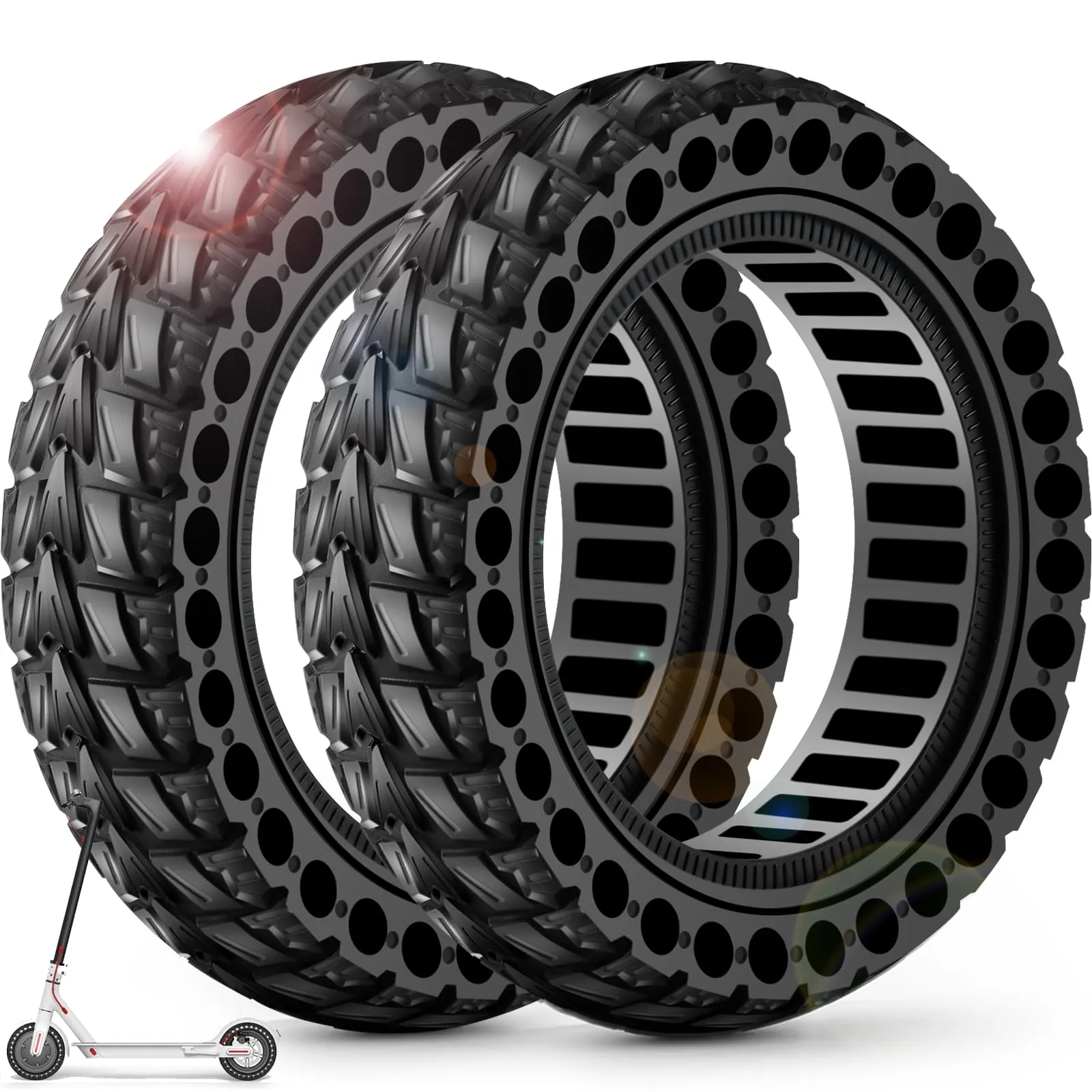 BANGTING Pneumatici Piene per Monopattino Elettrico 10x2.50-6.5 (60/70-6.5), Compatibili con Segway Ninebot Max G2/G30/G30D/G30E/G30LP/G30D II, Nero (2 Pezzi) - immagine 1