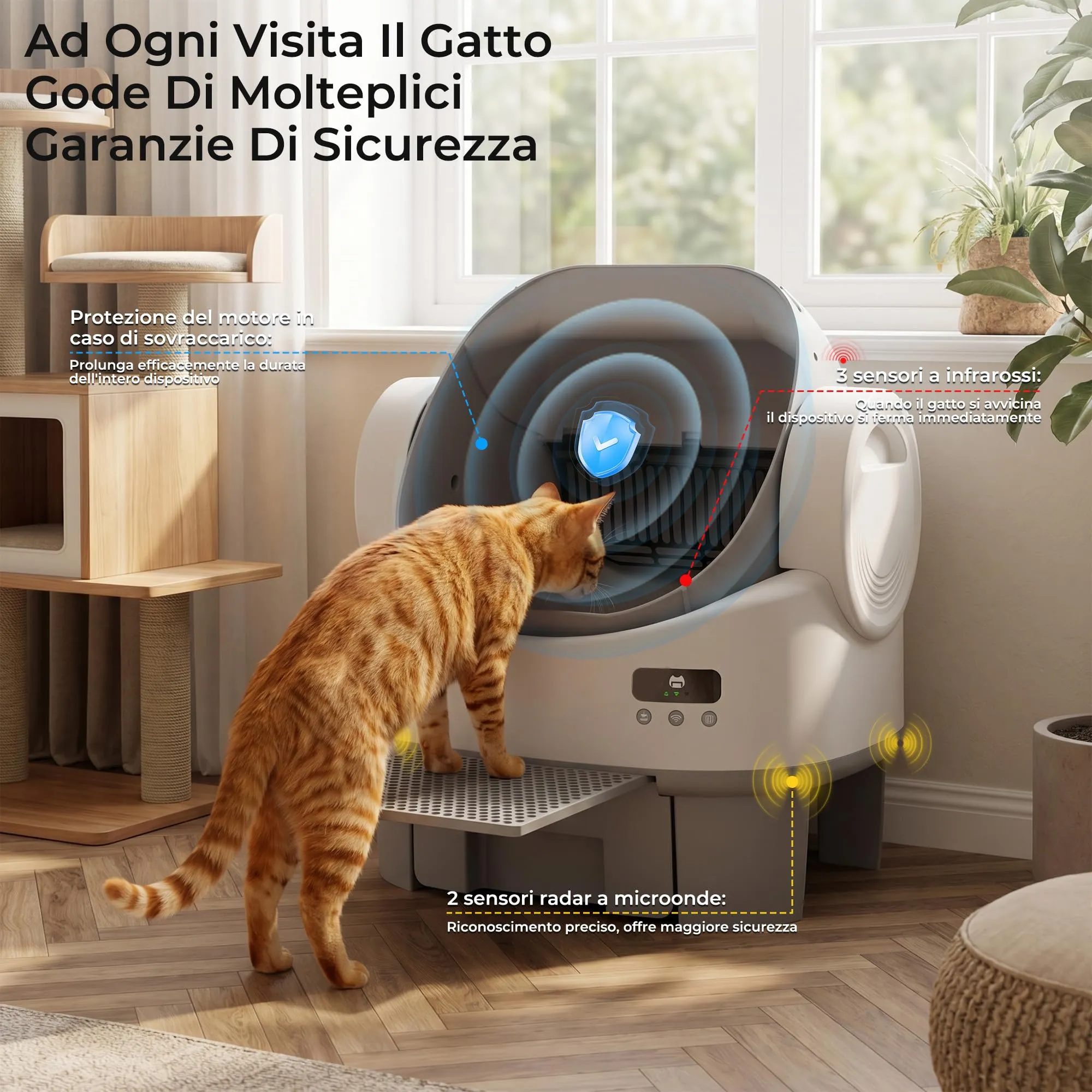 JUMMICO Lettiera Autopulente per Gatti Intelligente, Design Aperto, Capacità XXL 12L, Monitoraggio App e Controllo Odori - immagine 2