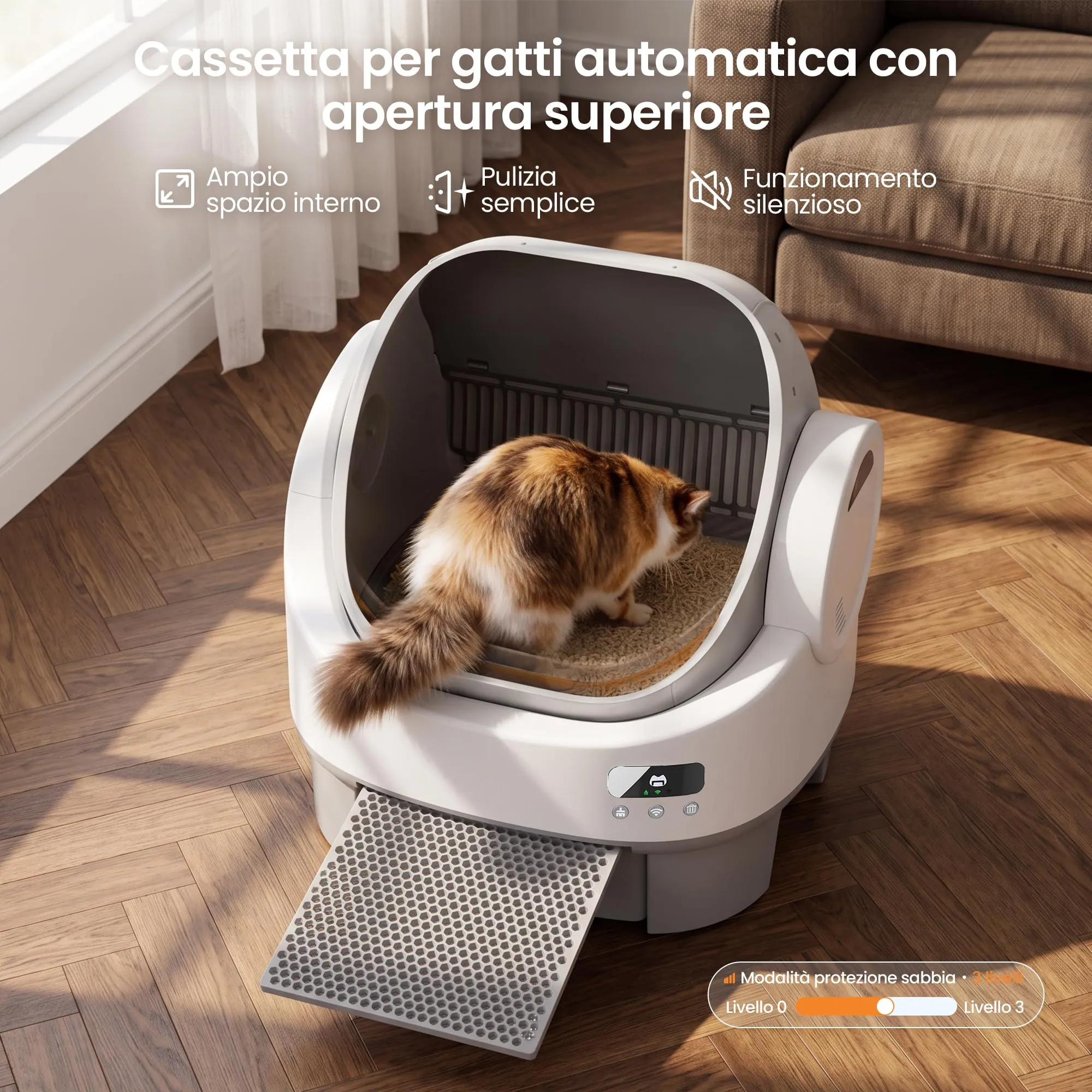 JUMMICO Lettiera Autopulente per Gatti Intelligente, Design Aperto, Capacità XXL 12L, Monitoraggio App e Controllo Odori - immagine 5