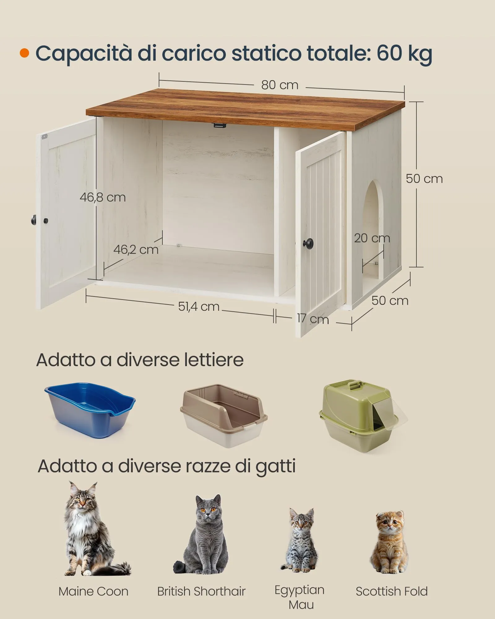 SONGMICS HOME Mobiletto Lettiera per Gatti Snapsemble PCL233WJ05 - immagine 4