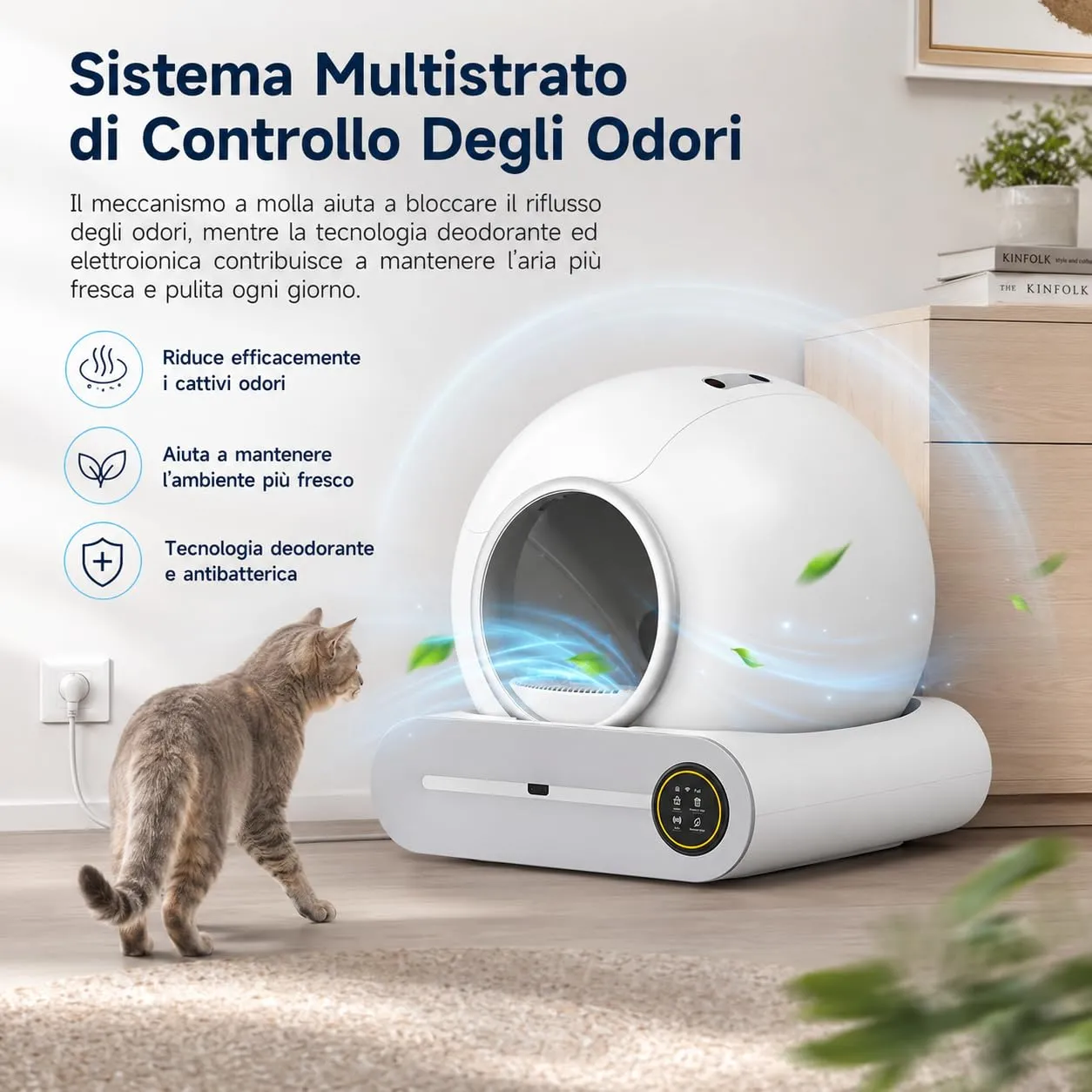 PaaWings Lettiera Gatto Autopulente XXL 65L con Cassetto Rifiuti 9L per Gatti 1-8 kg - immagine 2