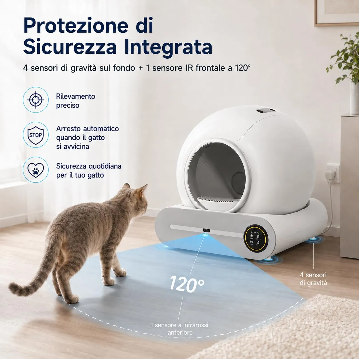 PaaWings Lettiera Gatto Autopulente XXL 65L con Cassetto Rifiuti 9L per Gatti 1-8 kg - immagine 3