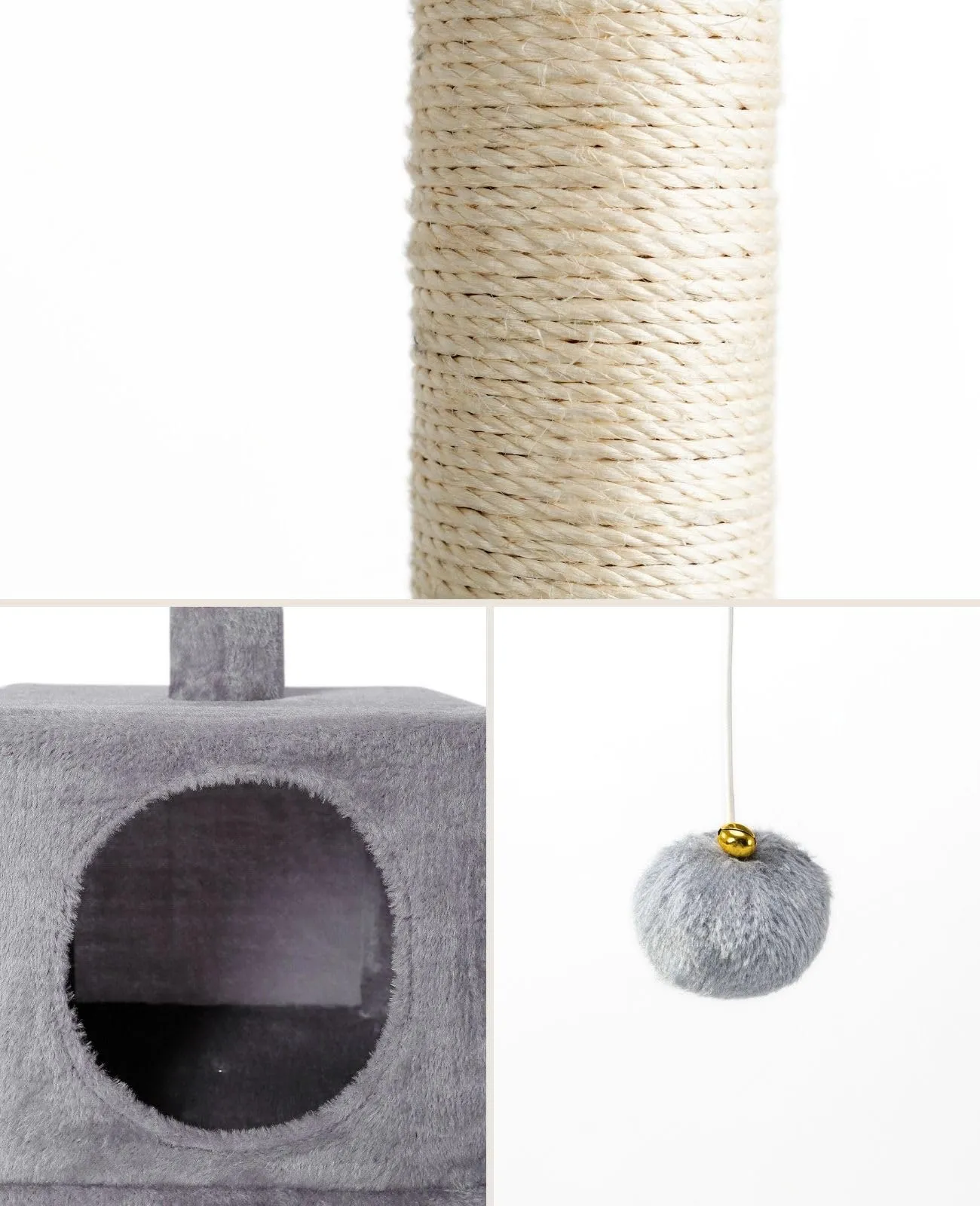 lionto Tiragraffi con Grotta e Colonne, 3 Livelli, 85 cm, Grigio Chiaro - immagine 4