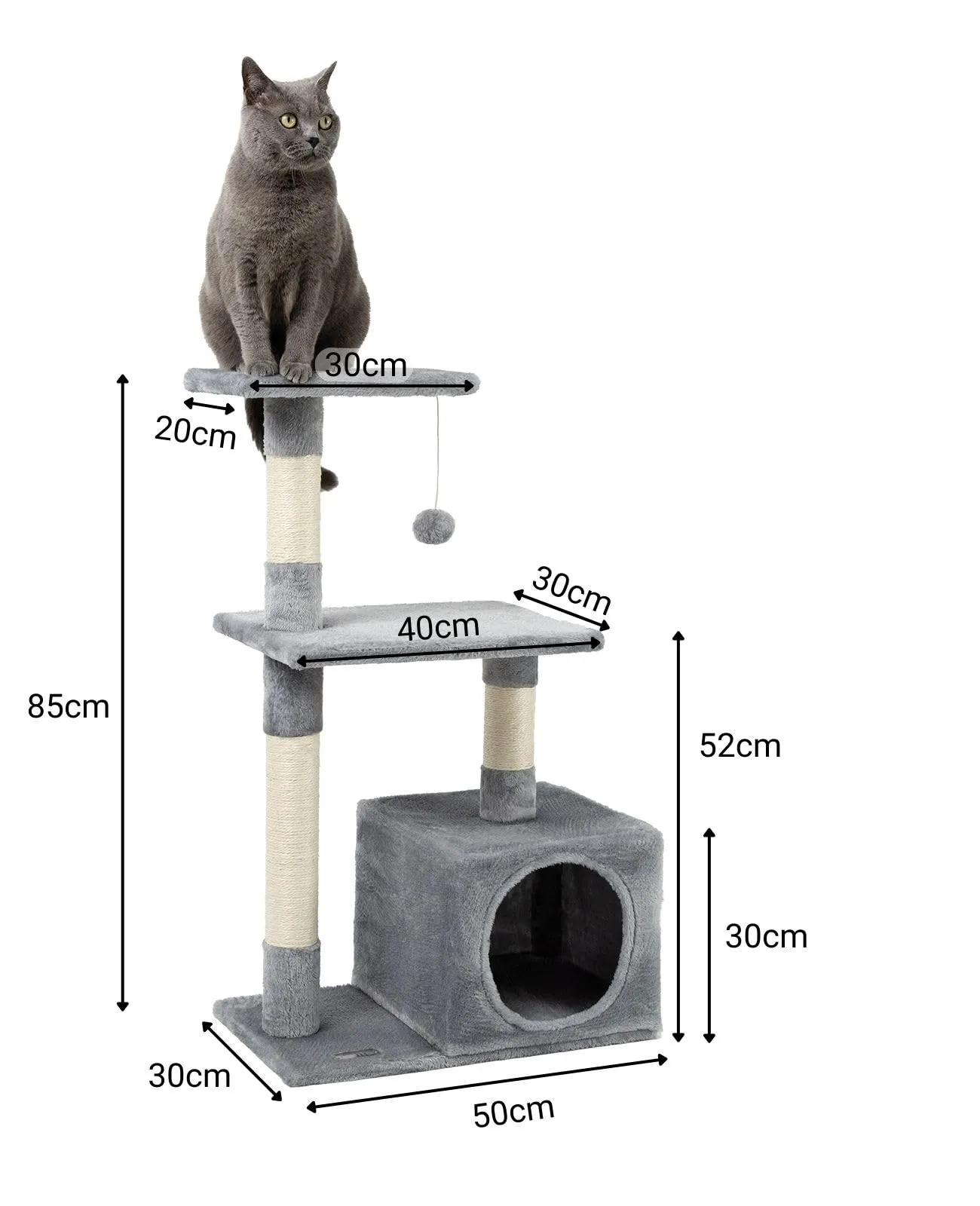lionto Tiragraffi con Grotta e Colonne, 3 Livelli, 85 cm, Grigio Chiaro - immagine 5