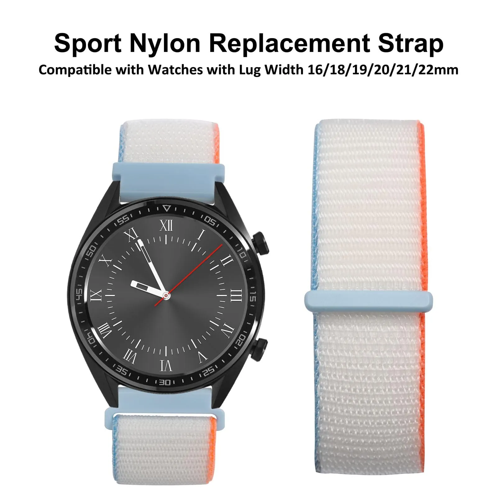 WOCCI Sportivo Cinturino in Nylon 18mm a Sgancio Rapido (Bianco) - immagine 8