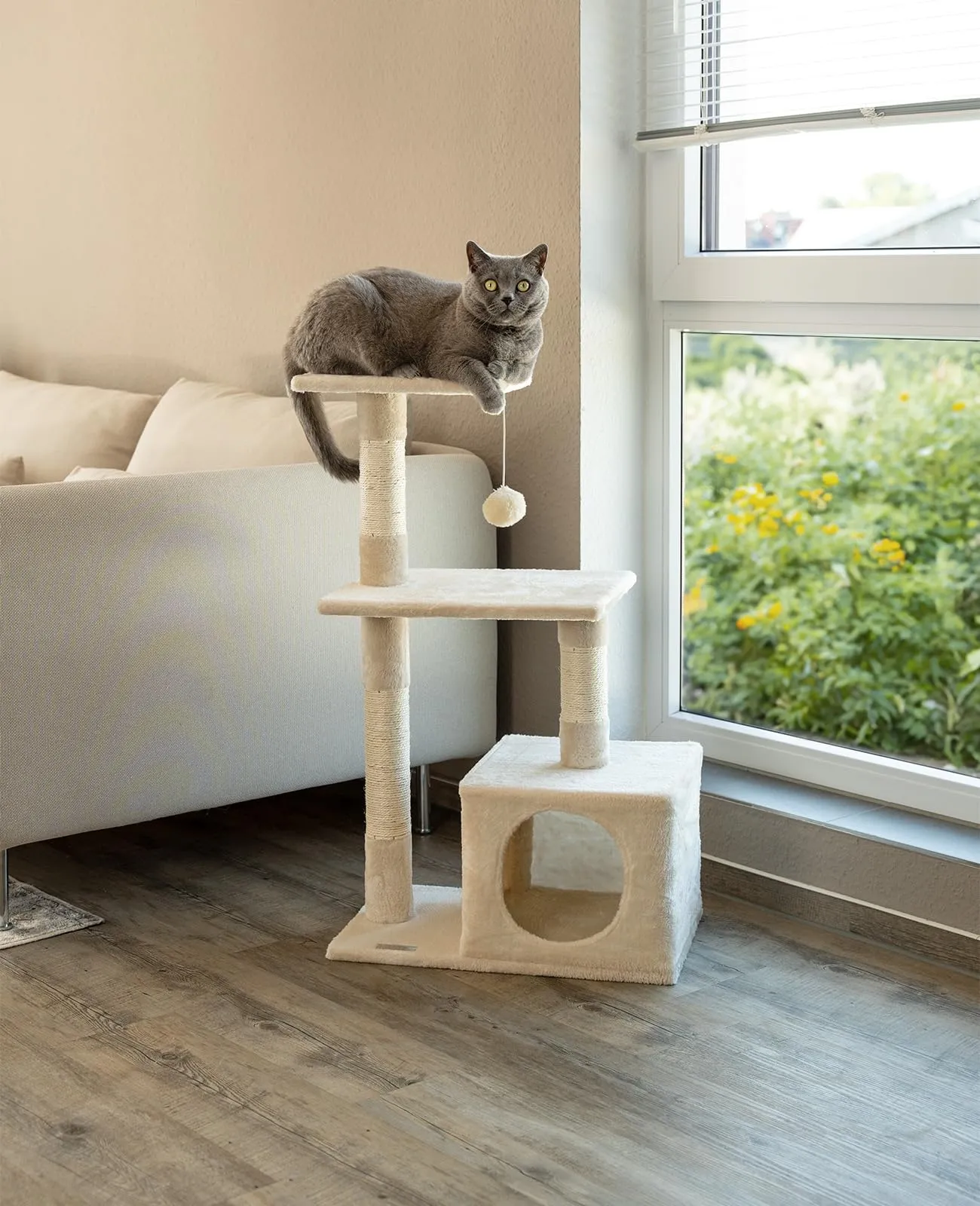 lionto Tiragraffi con Grotta e Colonne, 3 Livelli, 85 cm, Beige - immagine 2