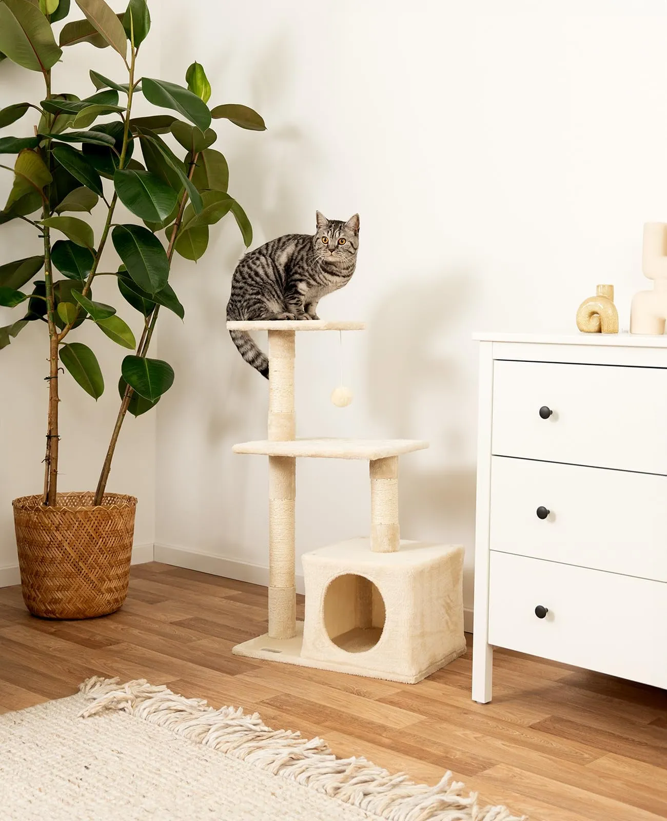 lionto Tiragraffi con Grotta e Colonne, 3 Livelli, 85 cm, Beige - immagine 3