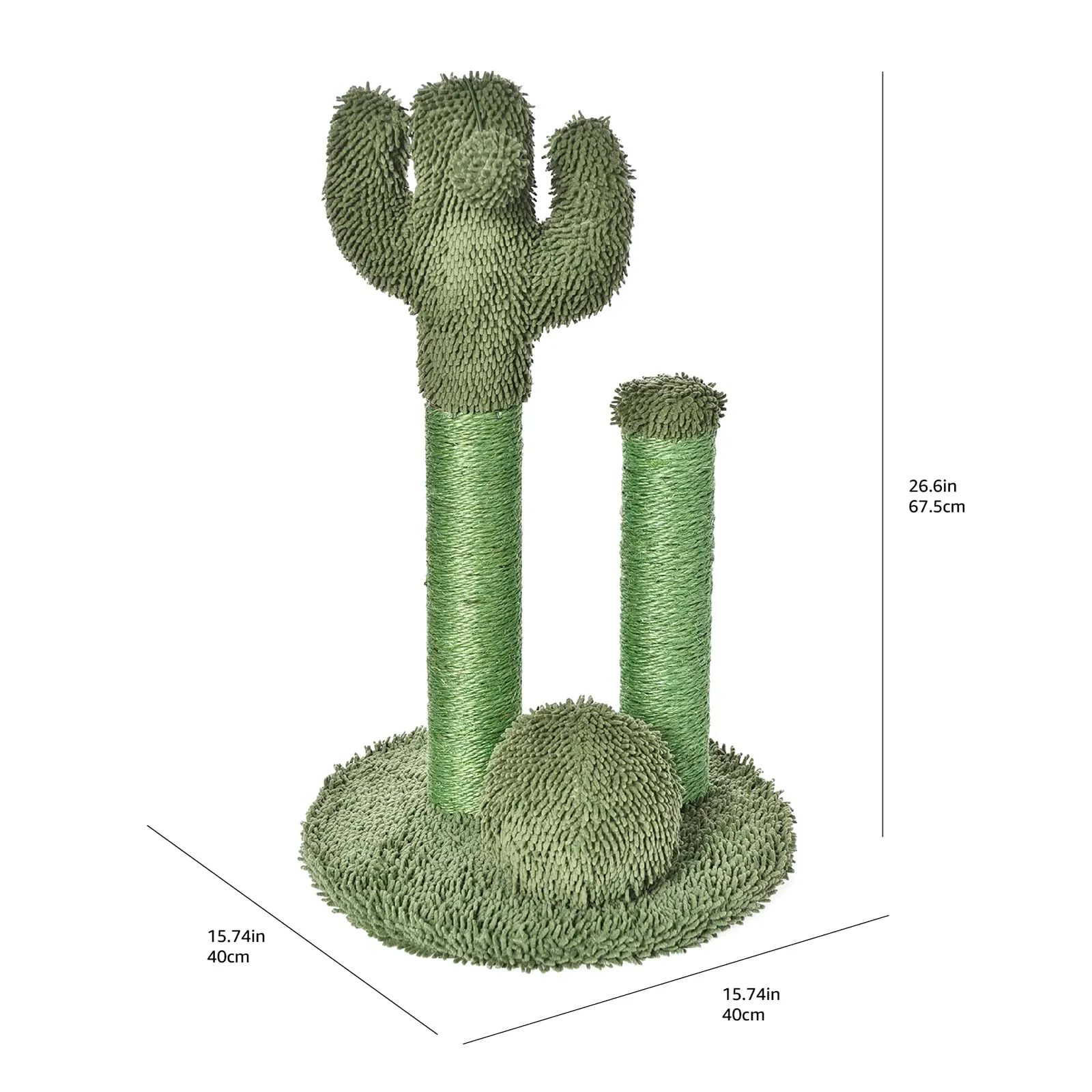 Amazon Basics Tiragraffi per gatti a forma di cactus con tre tronchetti, Grande, 68 cm, Verde - immagine 5