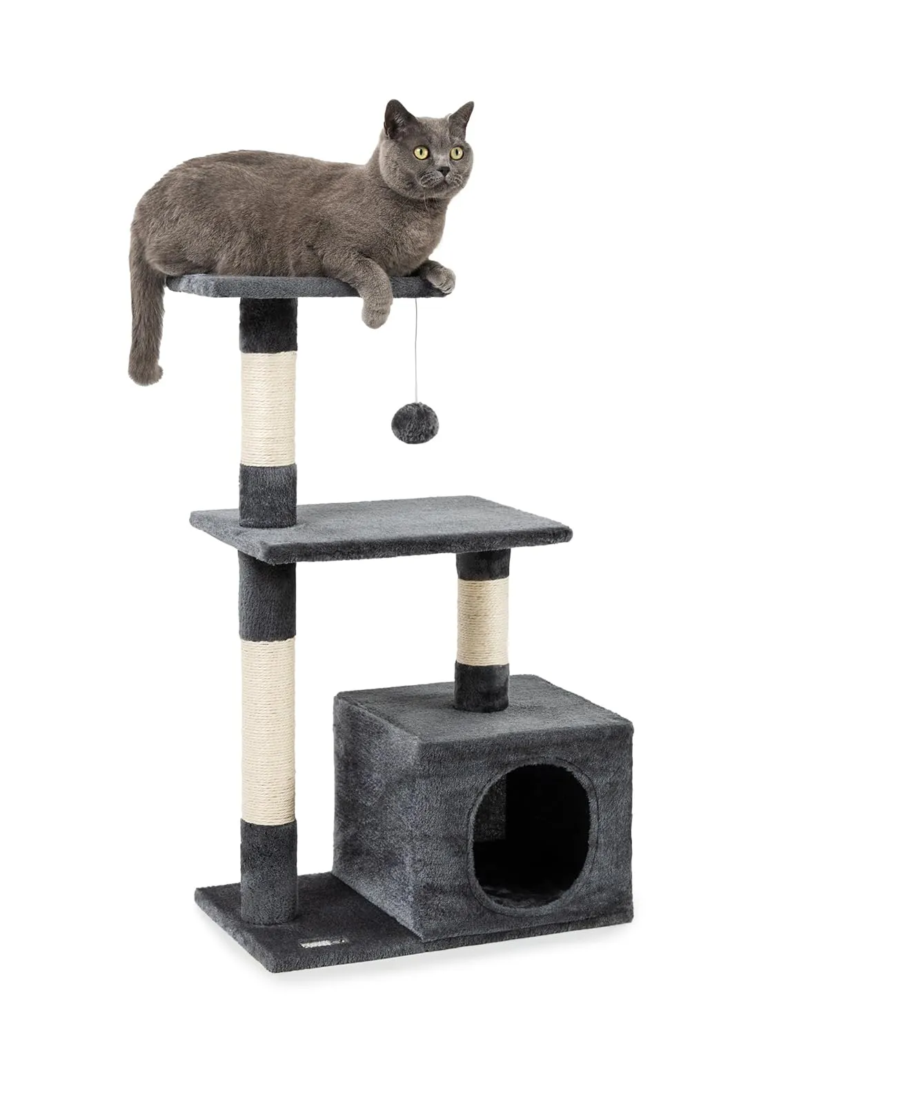 lionto Tiragraffi con Grotta e Colonne, 3 Livelli, 85 cm, Grigio Scuro - immagine 1
