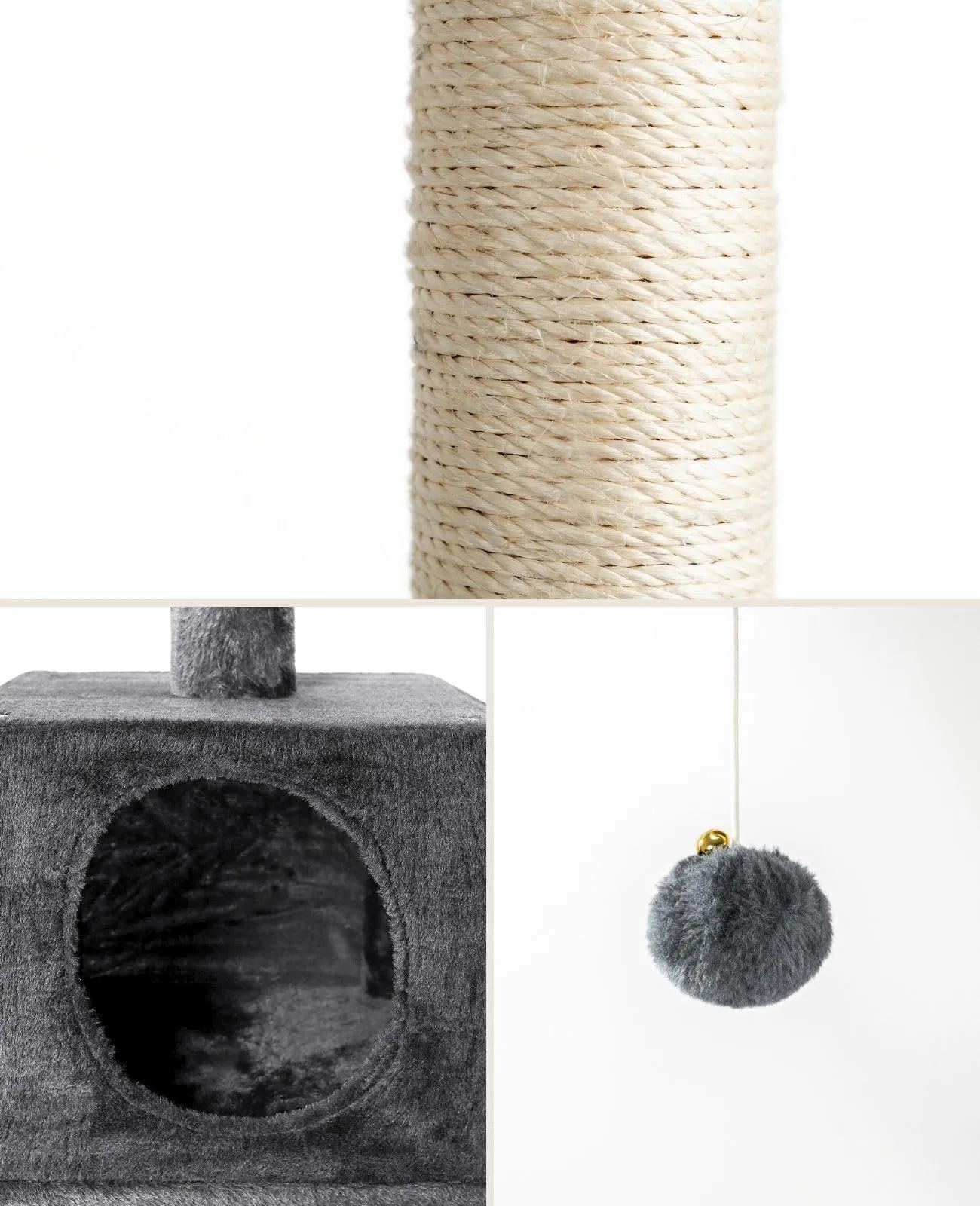lionto Tiragraffi con Grotta e Colonne, 3 Livelli, 85 cm, Grigio Scuro - immagine 4