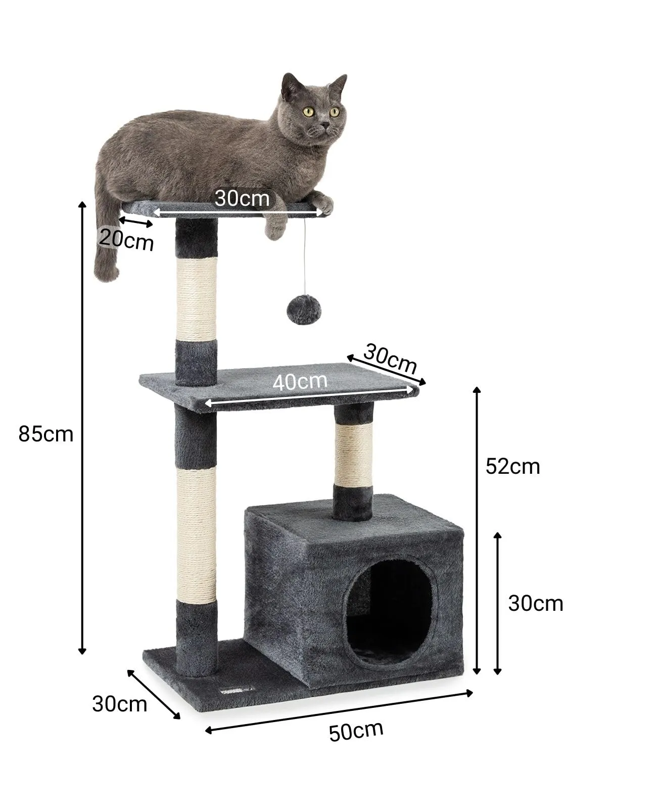 lionto Tiragraffi con Grotta e Colonne, 3 Livelli, 85 cm, Grigio Scuro - immagine 5