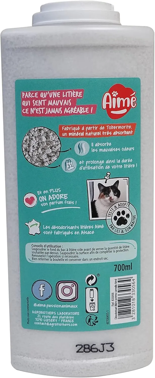 Aimé Deodorante Lettiera Gatto Anti Odori, Tobermorite, Mela Cannella, 700ml - immagine 3