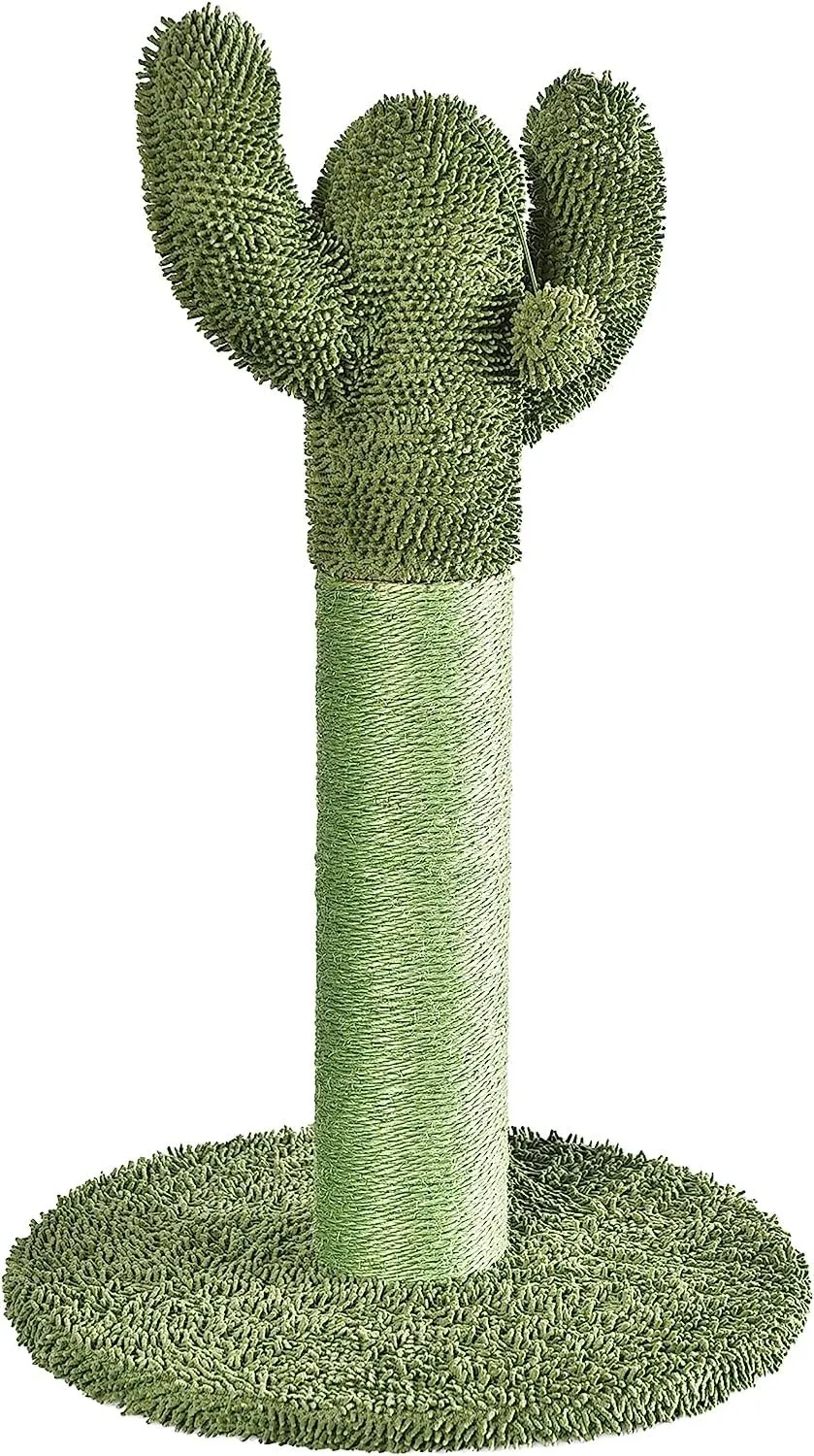 Amazon Basics Tiragraffi a forma di cactus con sfera pendente per gatto, 65 cm, Verde - immagine 1