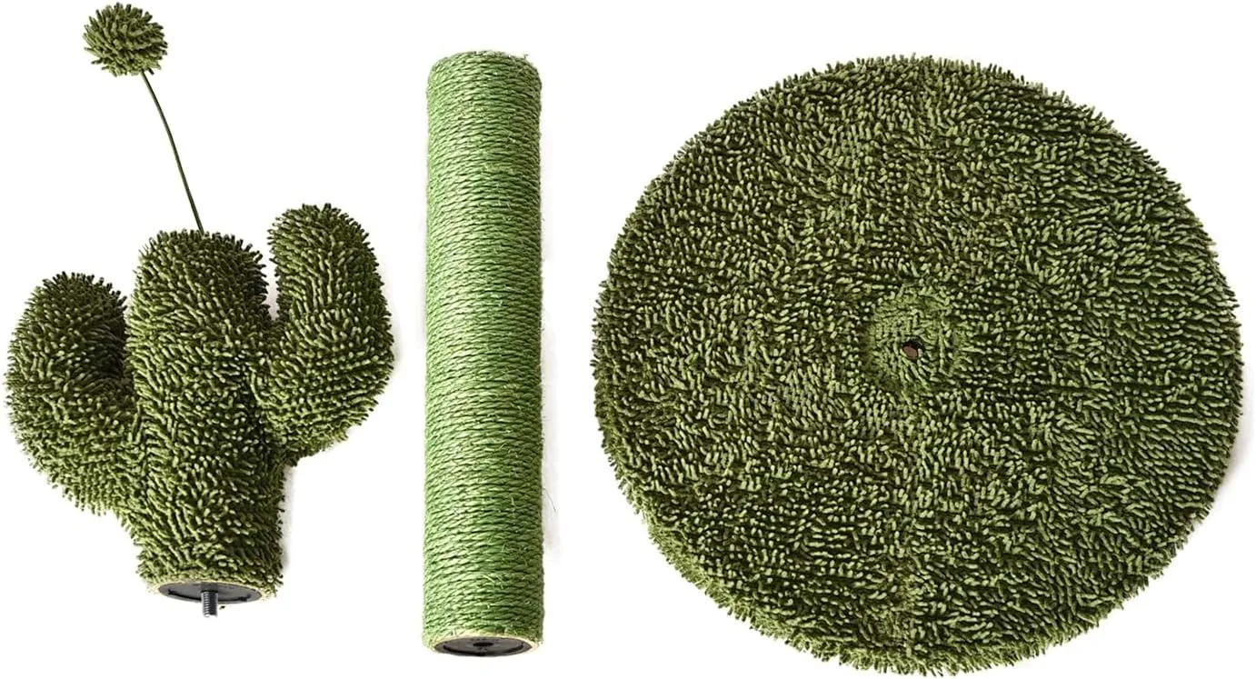 Amazon Basics Tiragraffi a forma di cactus con sfera pendente per gatto, 65 cm, Verde - immagine 4