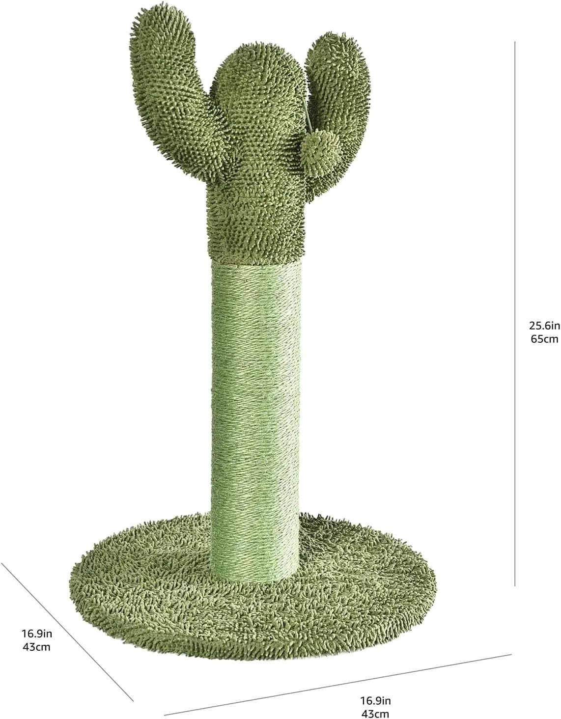 Amazon Basics Tiragraffi a forma di cactus con sfera pendente per gatto, 65 cm, Verde - immagine 5