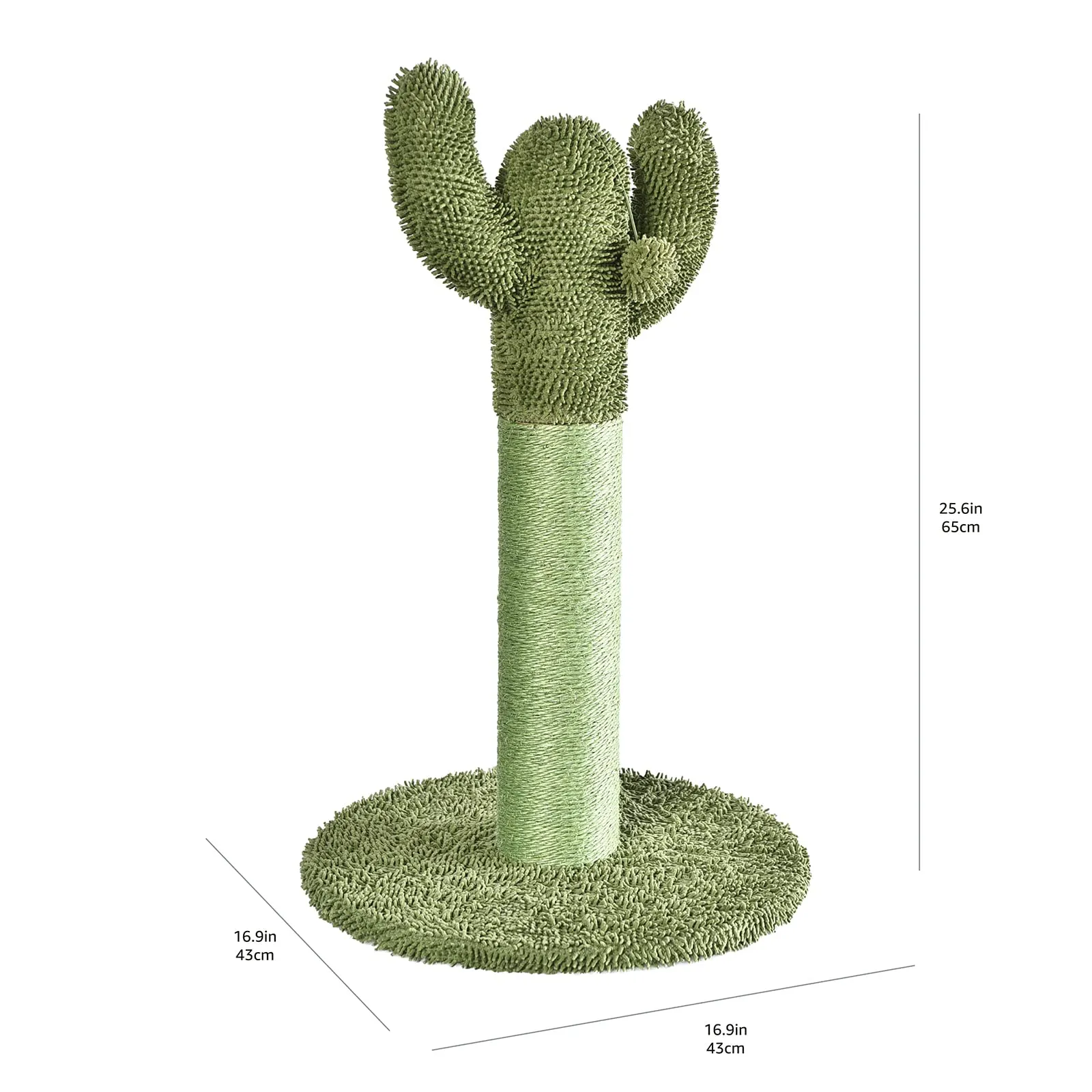 Amazon Basics Tiragraffi a forma di cactus con sfera pendente per gatto, 65 cm, Verde - immagine 7
