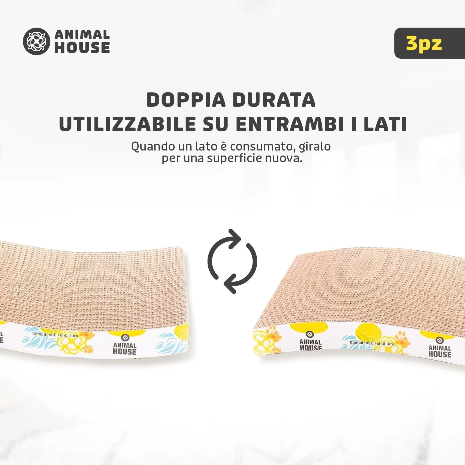 Animal House Set 3 Pezzi Tiragraffi per Gatti in Cartone Ondulato - immagine 3