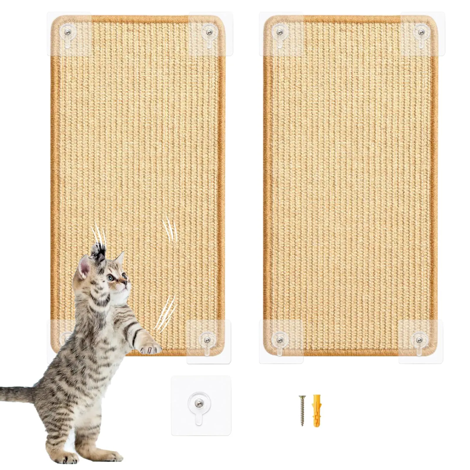 Wubushan Tappeto Tiragraffi per Gatti in Sisal, 40 x 60 cm, 2 Pezzi - immagine 1