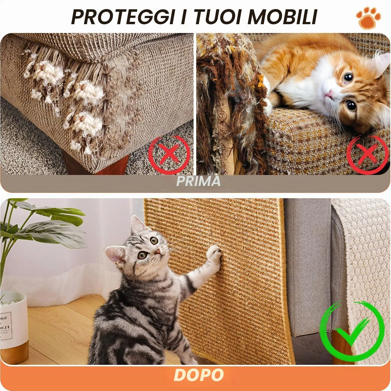 Wubushan Tappeto Tiragraffi per Gatti in Sisal, 40 x 60 cm, 2 Pezzi - immagine 6