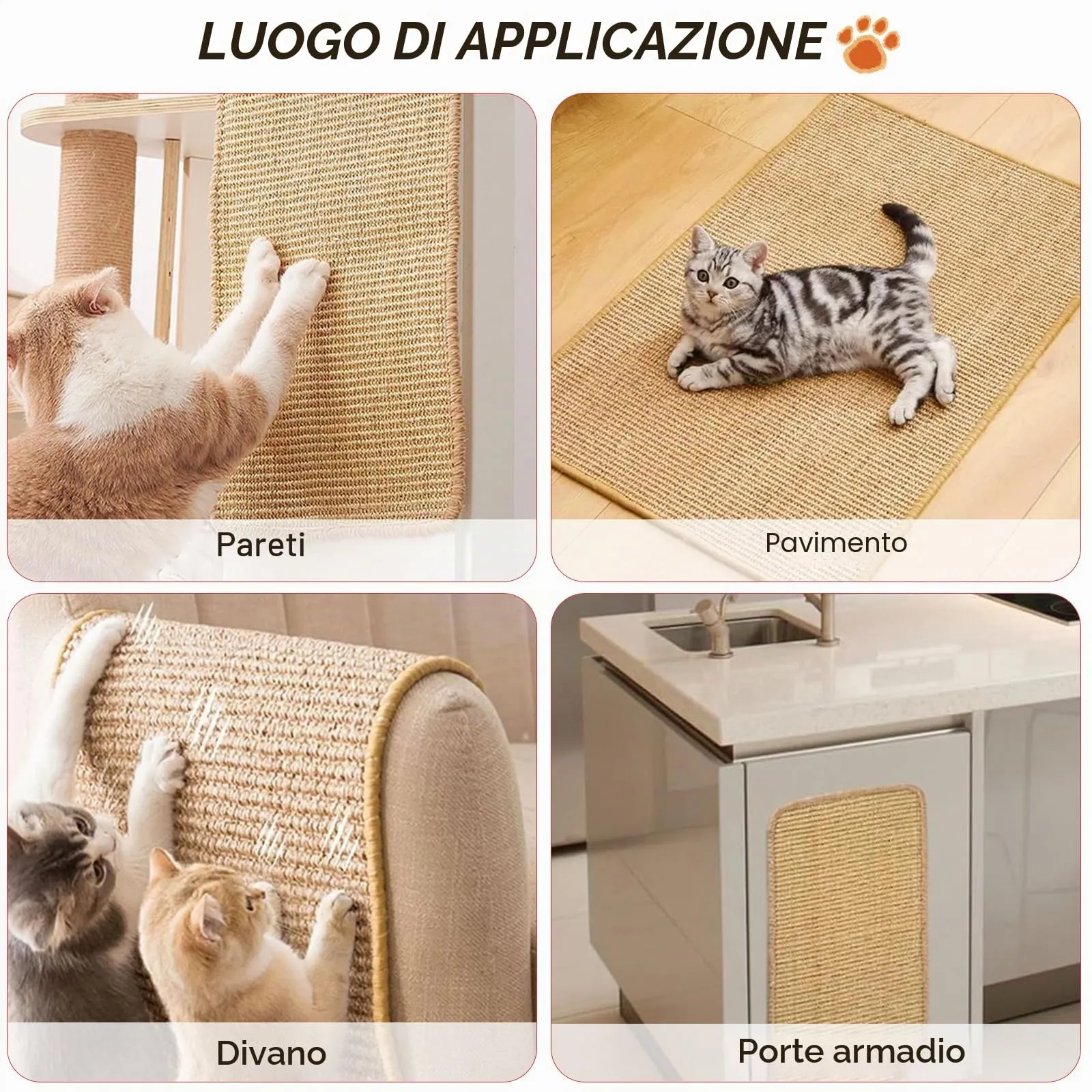 Wubushan Tappeto Tiragraffi per Gatti in Sisal, 40 x 60 cm, 2 Pezzi - immagine 7