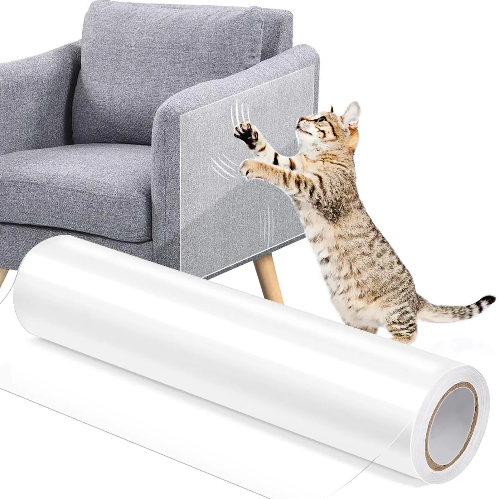 Wubushan Pellicola Antigraffio per Gatti, 40cm x 3m, Trasparente - immagine 1