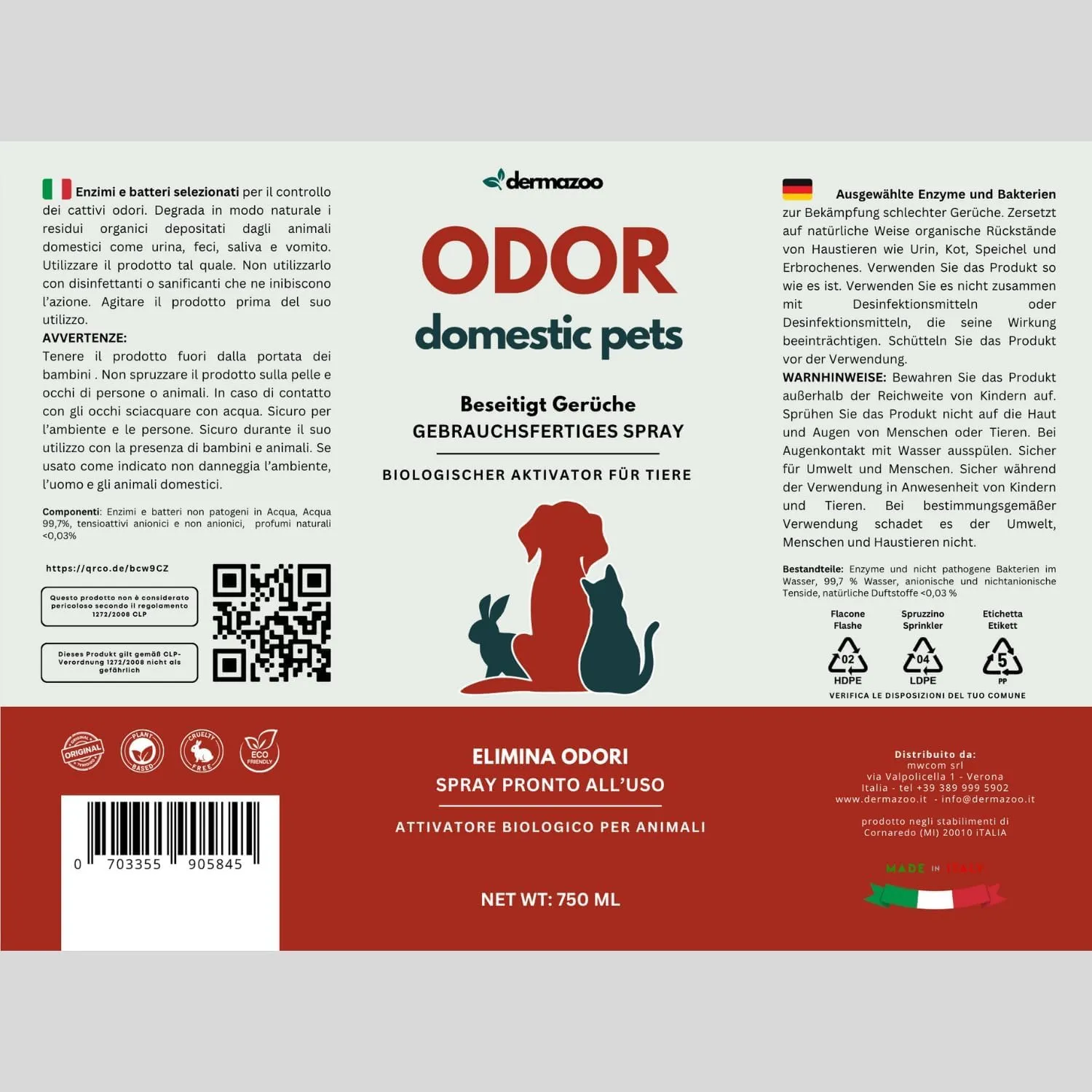 Dermazoo Spray Detergente Enzimatico Urina Gatto e Cane, 750ml - immagine 6