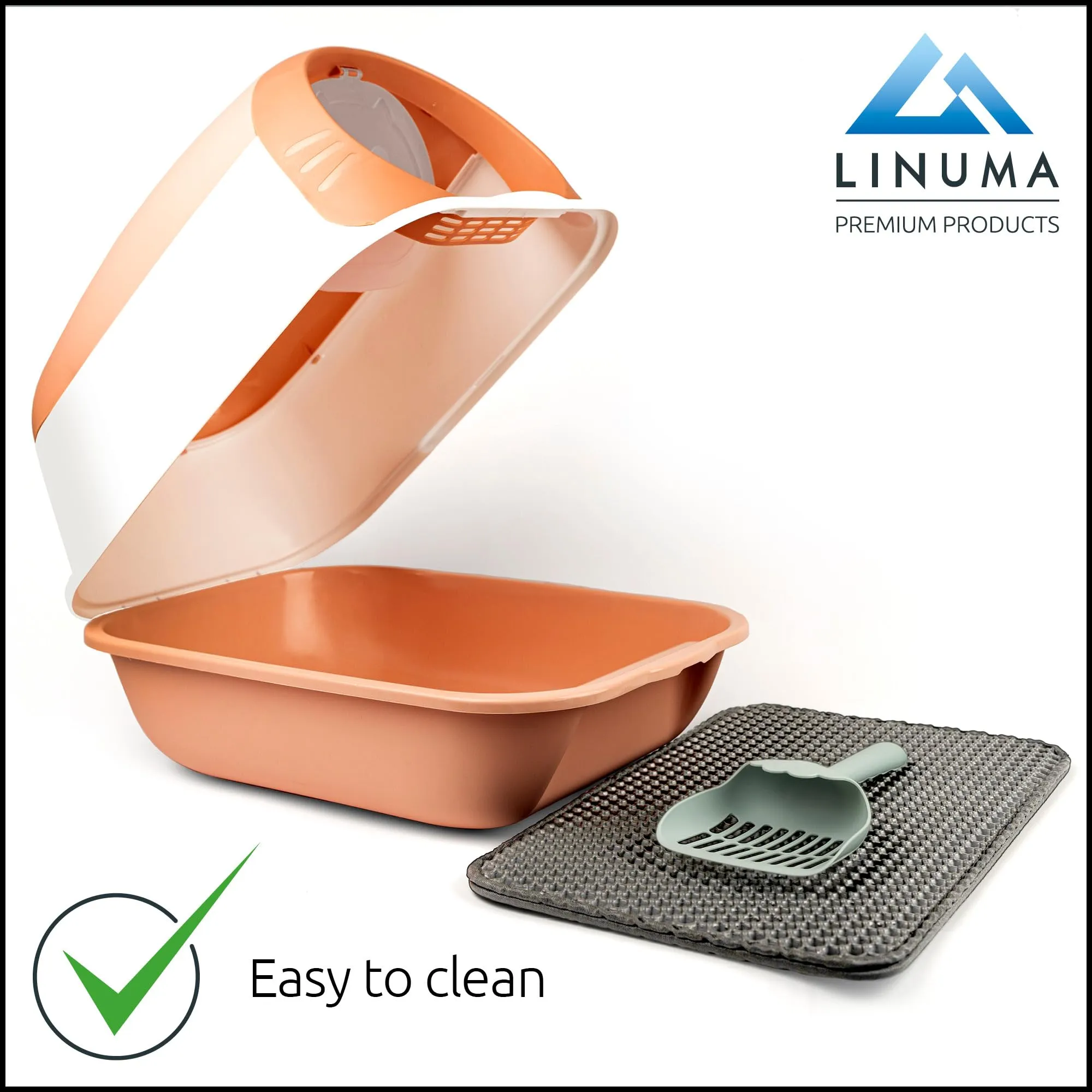 LINUMA Toilette per gatti rosa con bordo alto - immagine 3