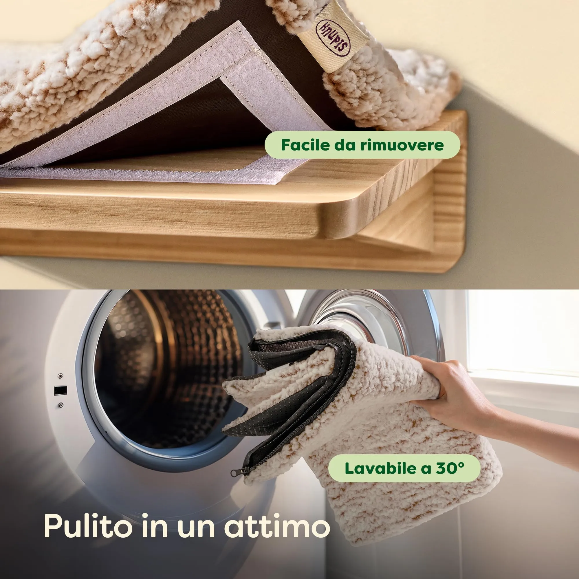 Knupis Mensole da Parete per Gatti con Letto e 2 Scale - Pino FSC Beige - immagine 4
