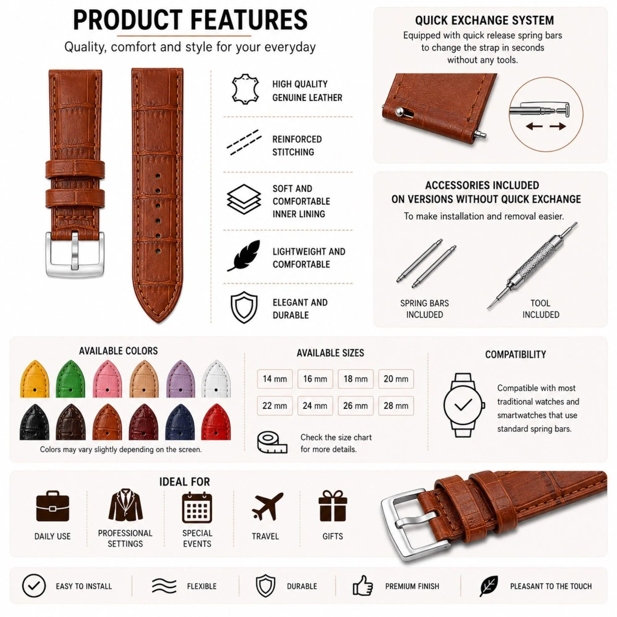 Diloy Cinturino Orologio Pelle Stampa Alligatore 368 Nero 19mm - immagine 5