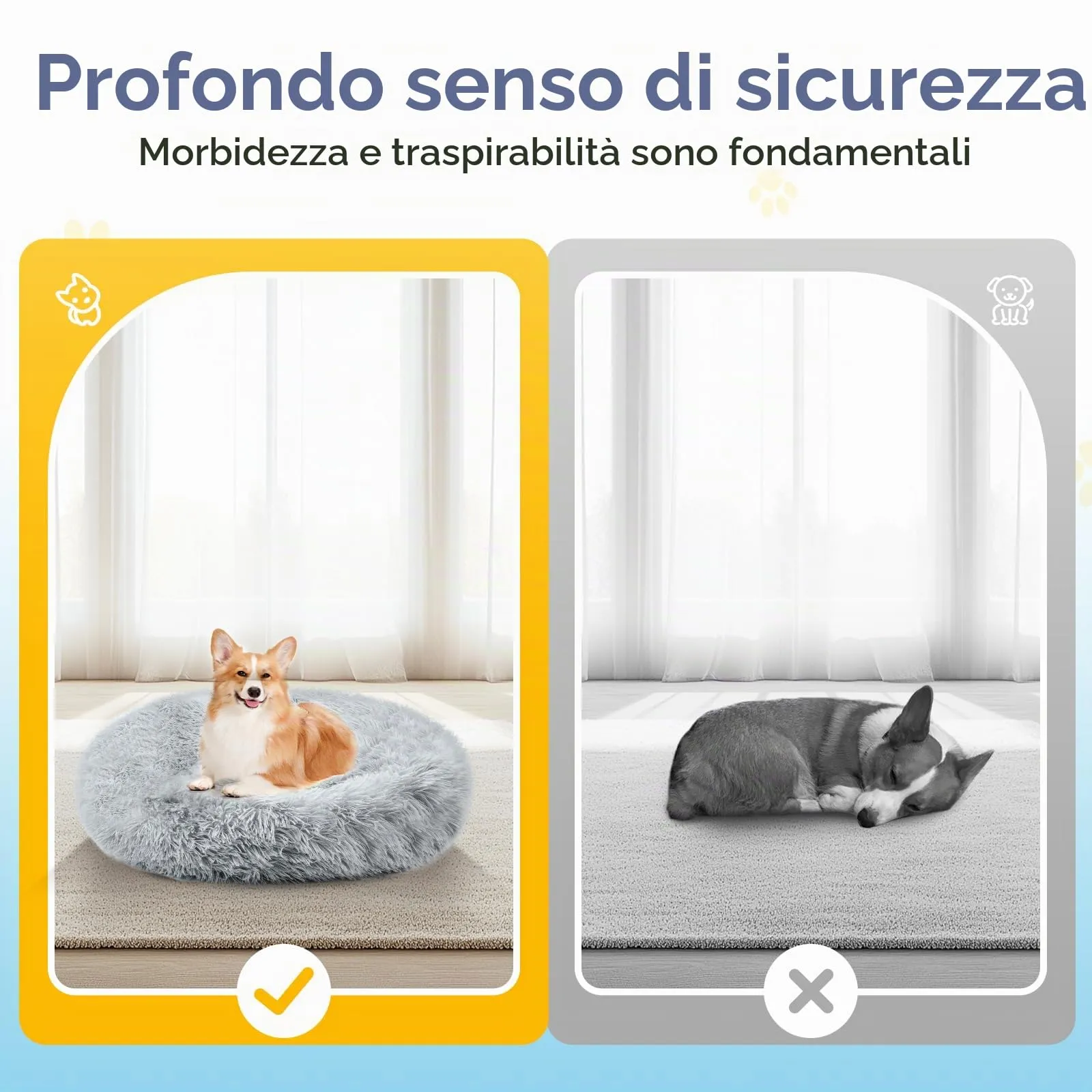 LUOJINYI Cuccia morbida rotonda per cani e gatti, 70 cm, grigio chiaro - immagine 4