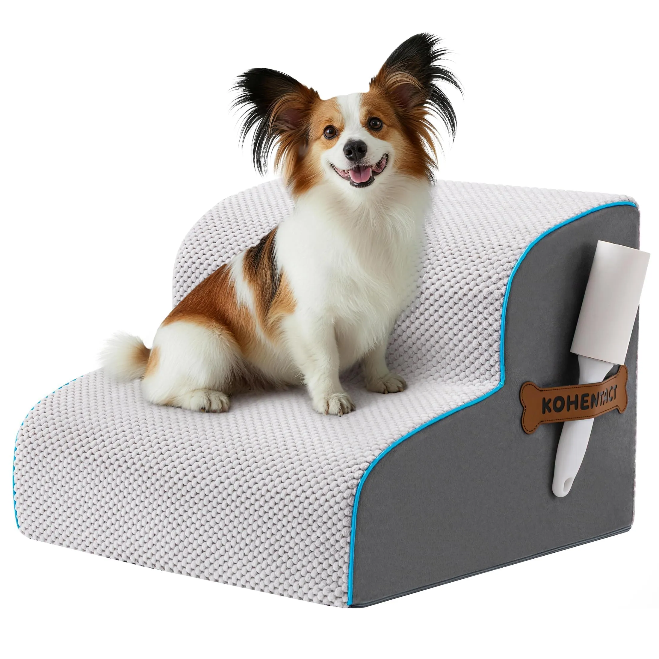 Kohentact Scaletta per Cani e Rampa per Letto e Divano, 33-61 cm, Schiuma 40D, Antiscivolo, Grigio - immagine 1