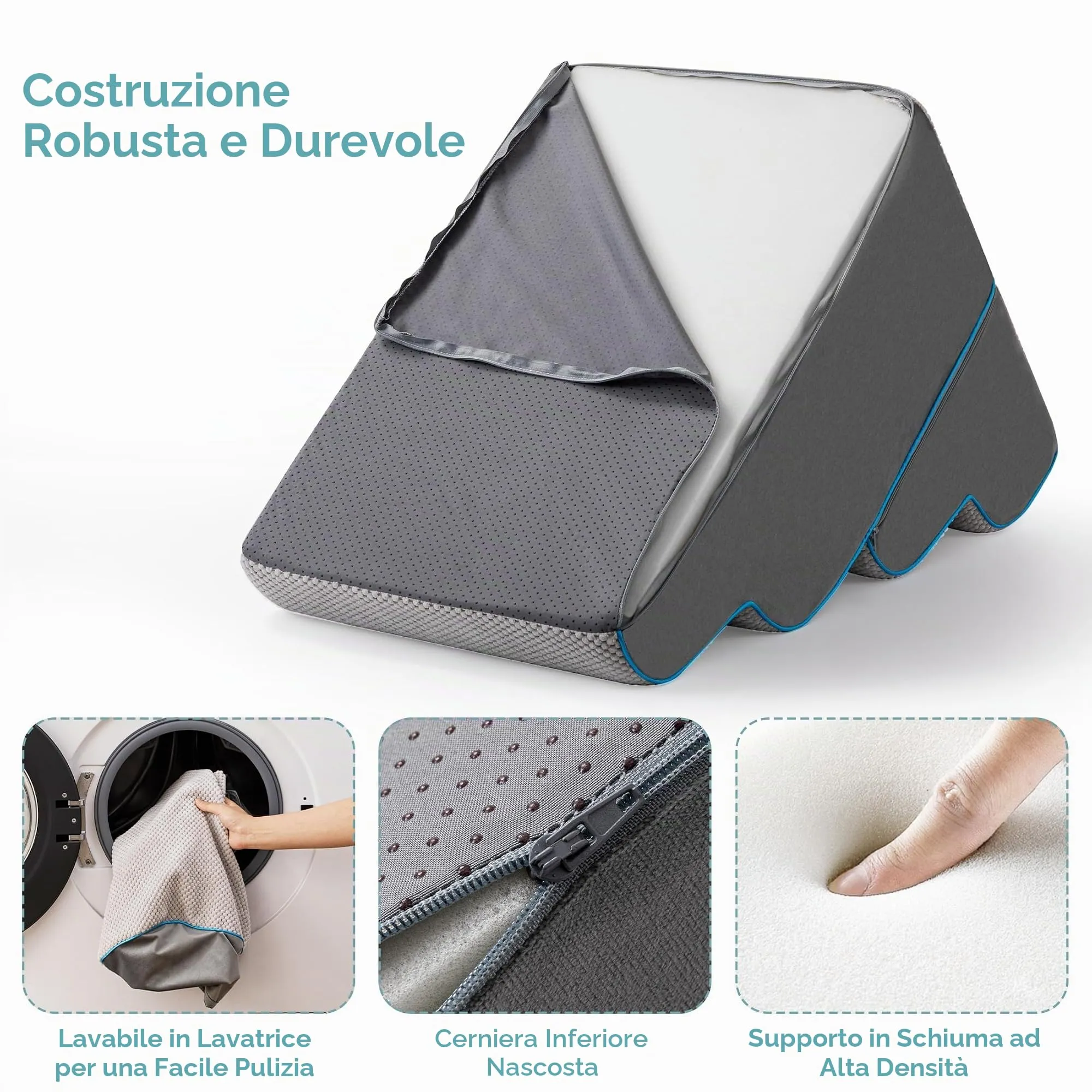 Kohentact Scaletta per Cani e Rampa per Letto e Divano, 33-61 cm, Schiuma 40D, Grigio - immagine 5
