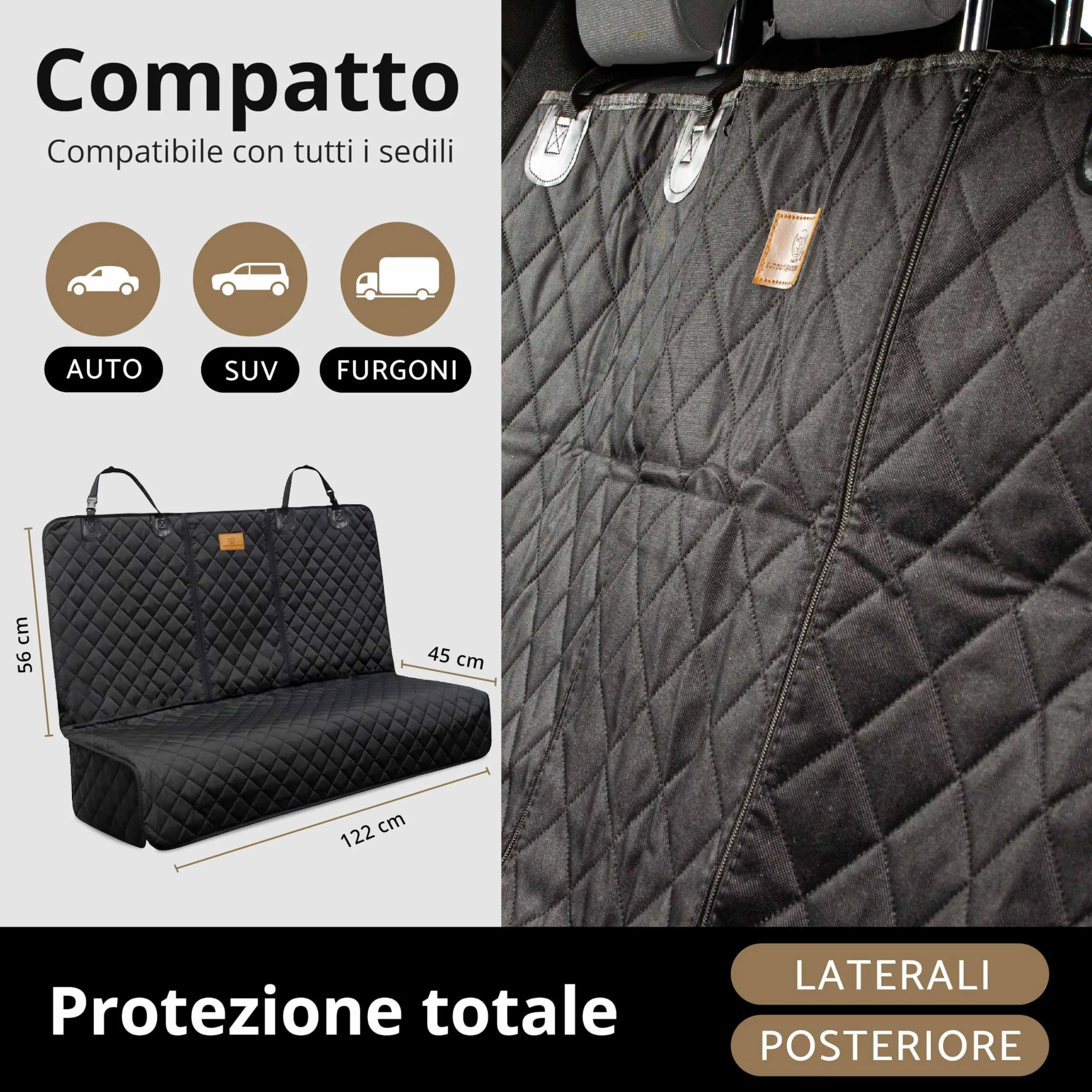 AMZPET Coprisedile Auto per Cani, Impermeabile, Antiscivolo e Antigraffio, 56 x 45 x 122 cm - immagine 3