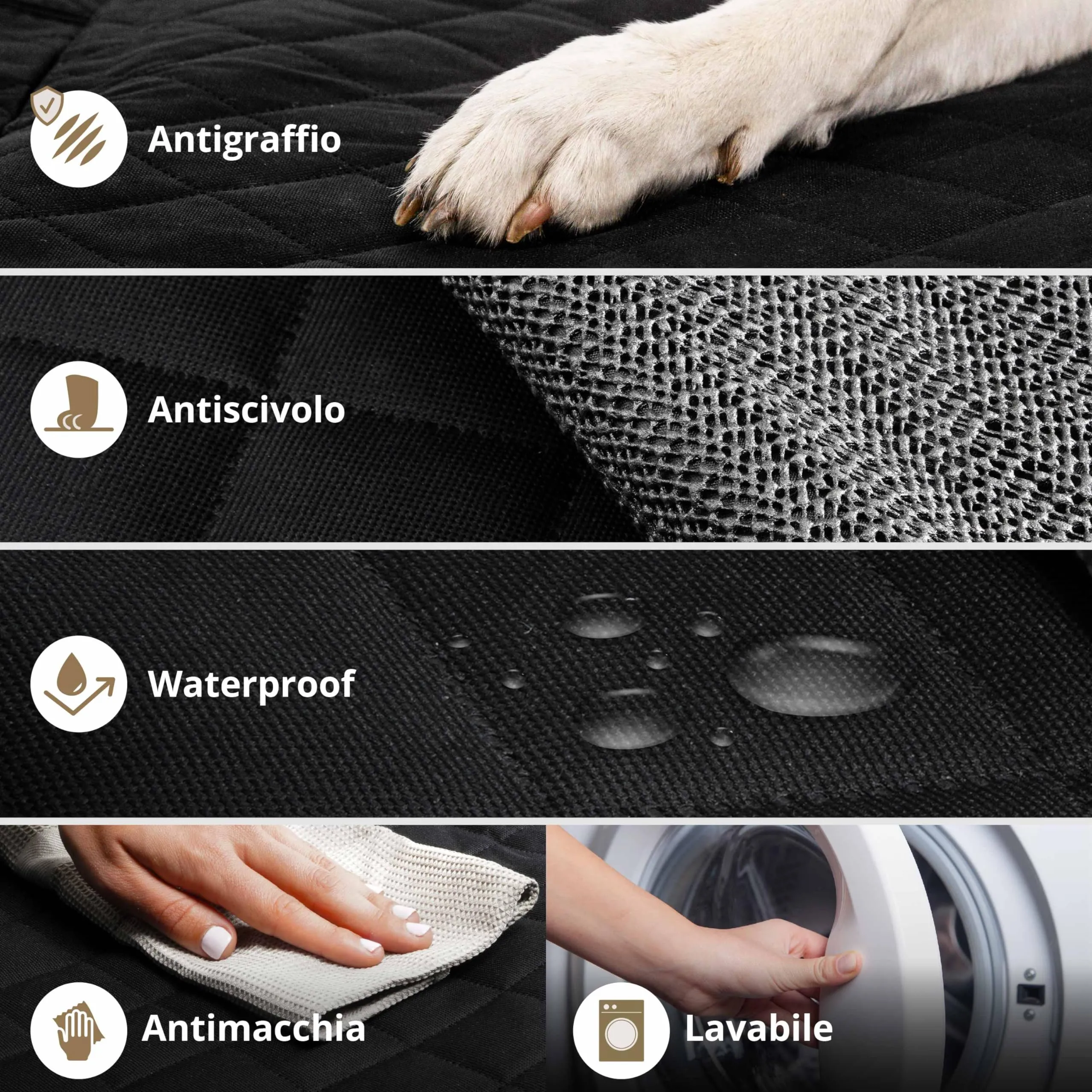 AMZPET Coprisedile Auto per Cani, Impermeabile, Antiscivolo e Antigraffio, 56 x 45 x 122 cm - immagine 4