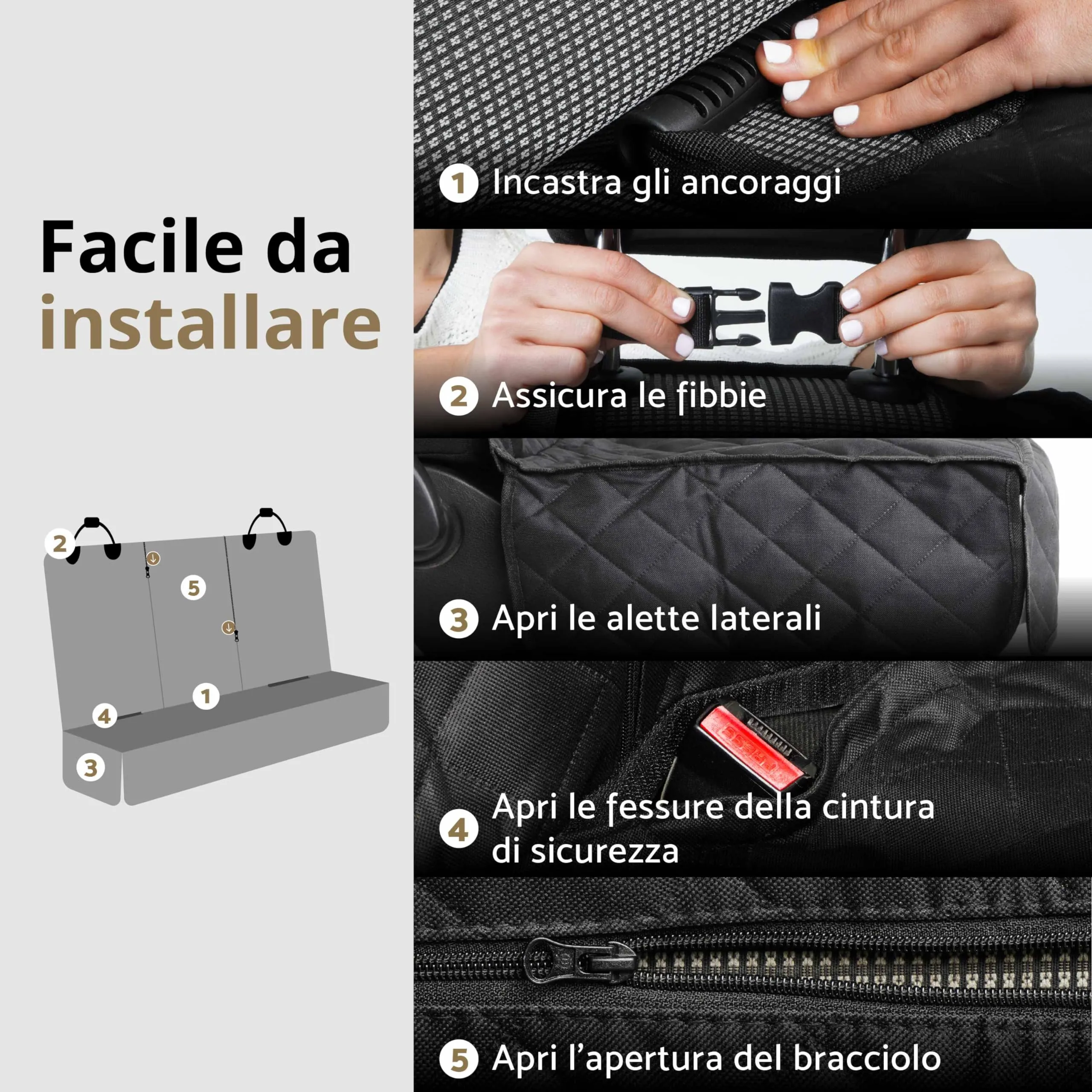 AMZPET Coprisedile Auto per Cani, Impermeabile, Antiscivolo e Antigraffio, 56 x 45 x 122 cm - immagine 5
