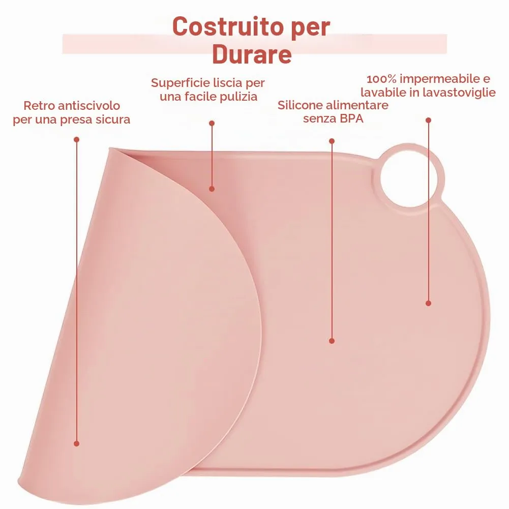 Adiwo Tappetino Ciotola Cane e Gatto Antiscivolo in Silicone Impermeabile, 50x25 cm, Rosa - immagine 4