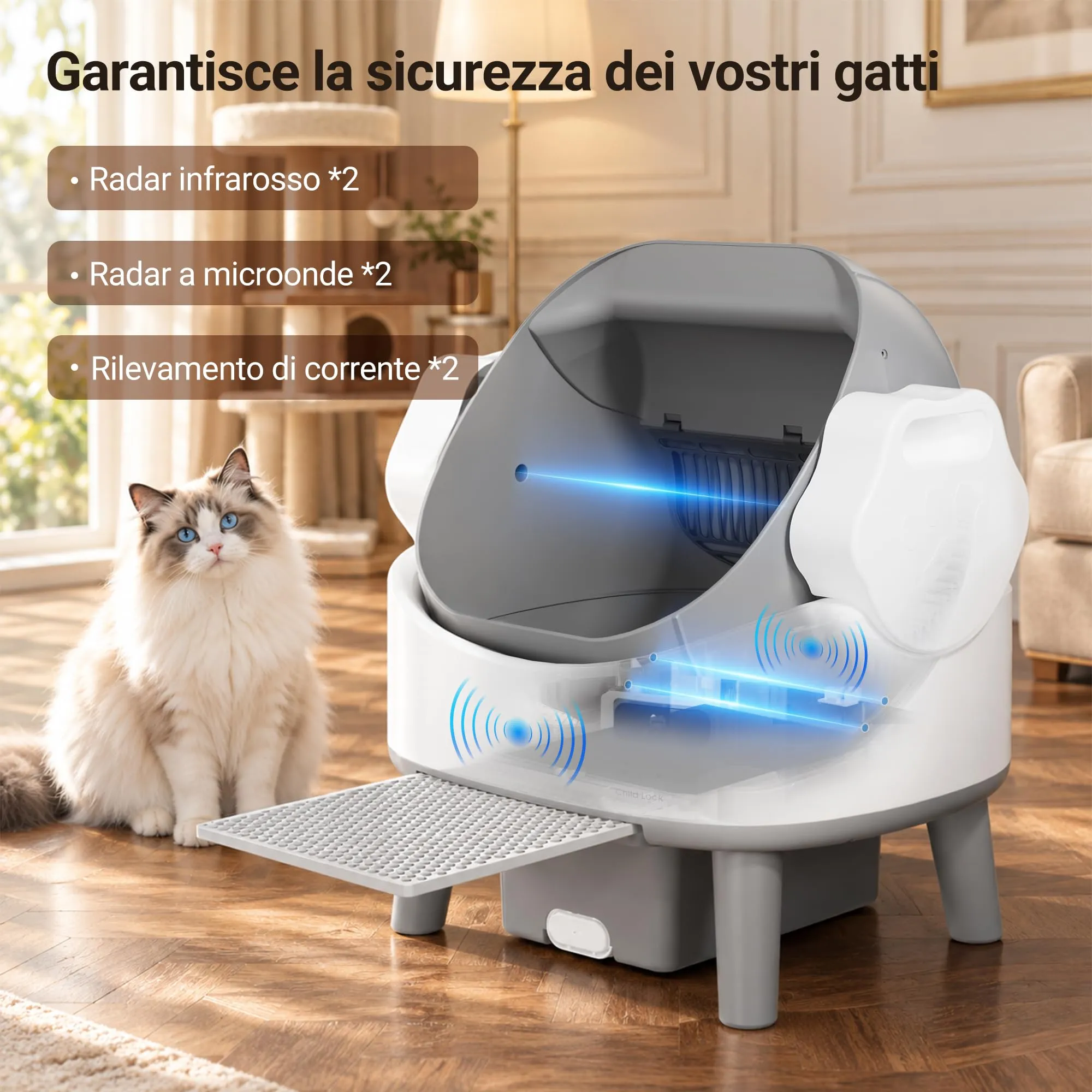 JUMMICO Lettiera Gatto Autopulente Elettrica Anti-Schiacciamento, fino a 10kg, senza App e Wifi - immagine 2