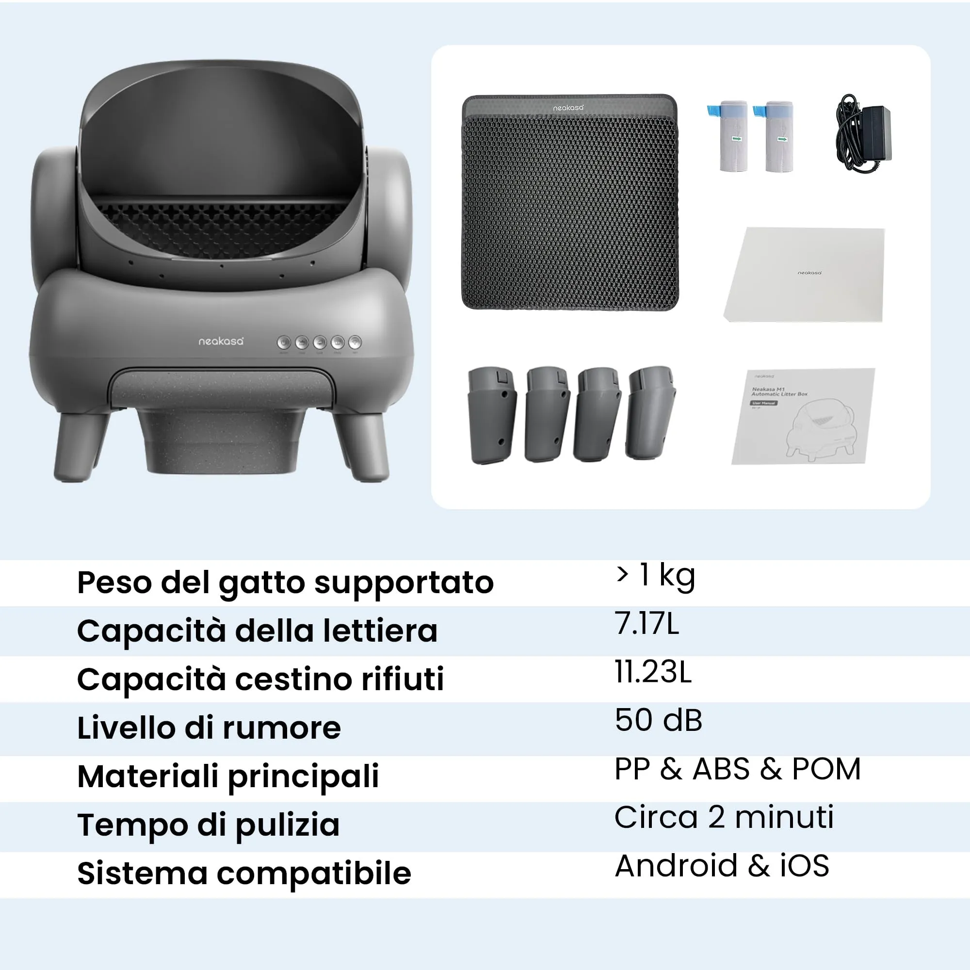 Neakasa M1 Lettiera Gatto Autopulente Aperta XXL con Controllo App, Sacchetti e Tappeto - immagine 10