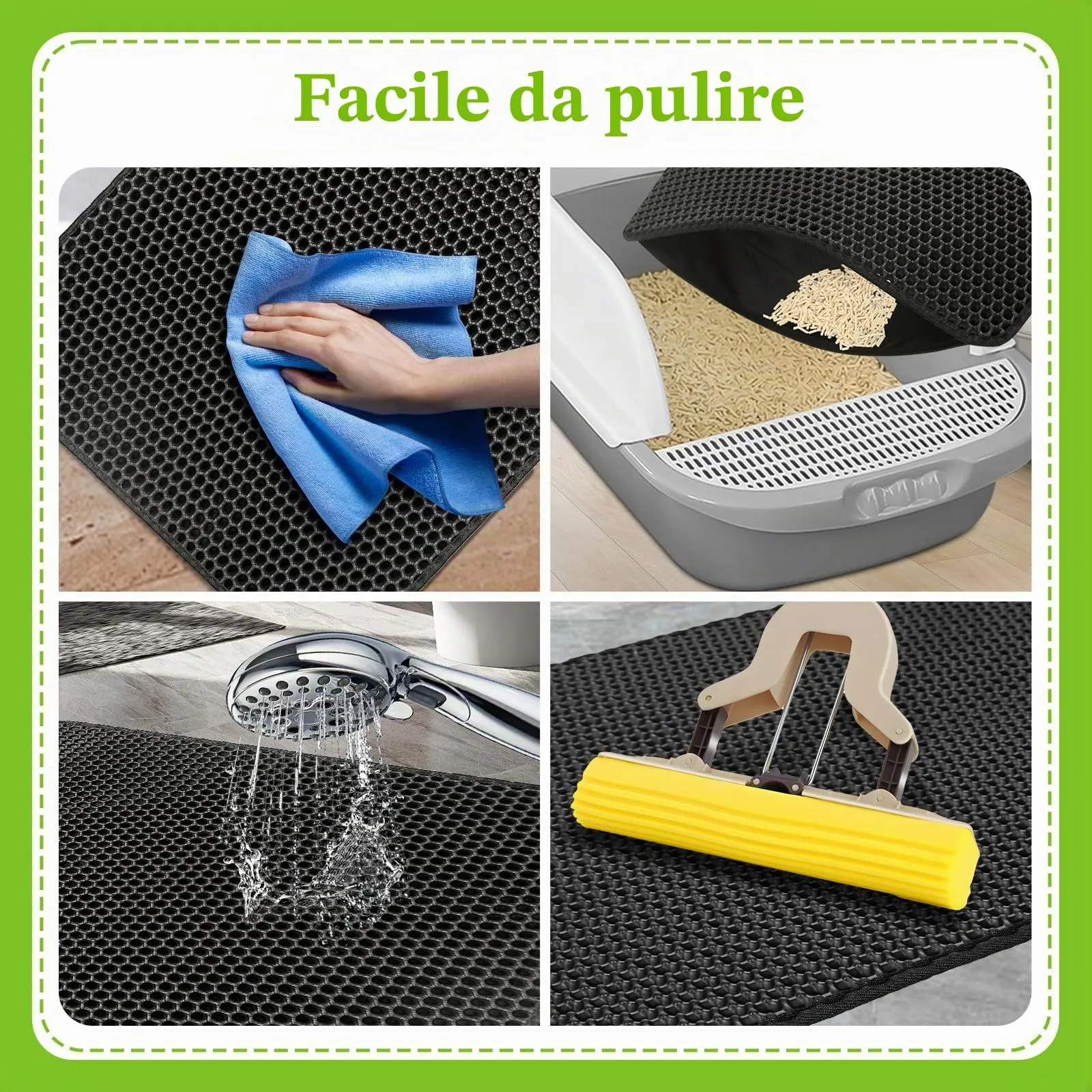 MOSUO Tappetino Lettiera Gatto Impermeabile, 75 x 55 cm, Nero - immagine 7