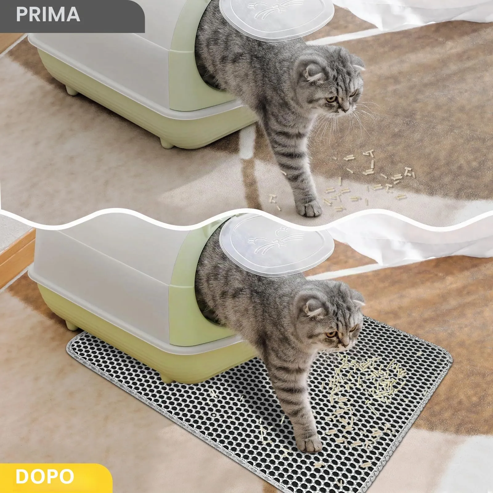MOSUO Tappetino Lettiera Gatto Impermeabile 75 x 55 cm - immagine 2