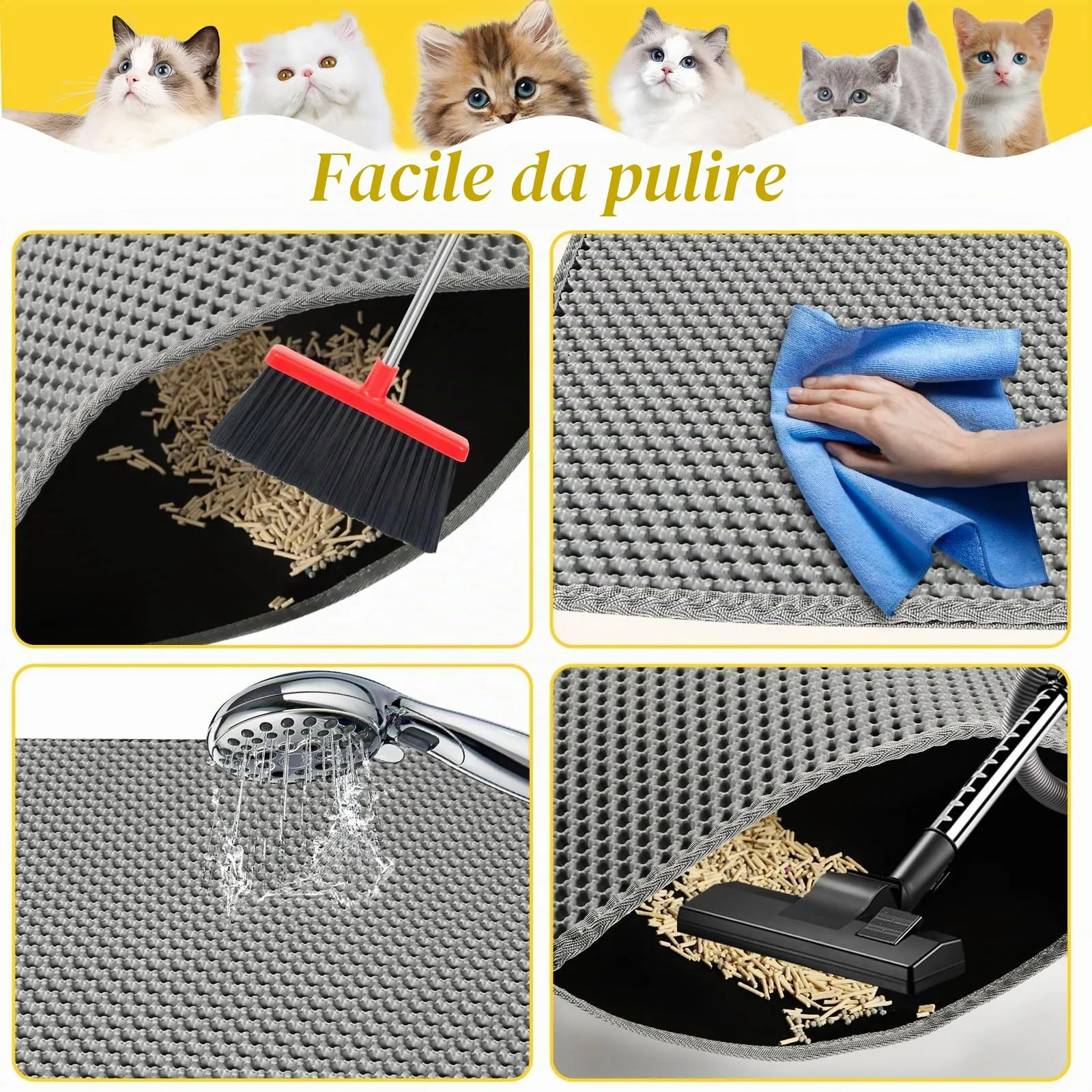 MOSUO Tappetino Lettiera Gatto Impermeabile 75 x 55 cm - immagine 7