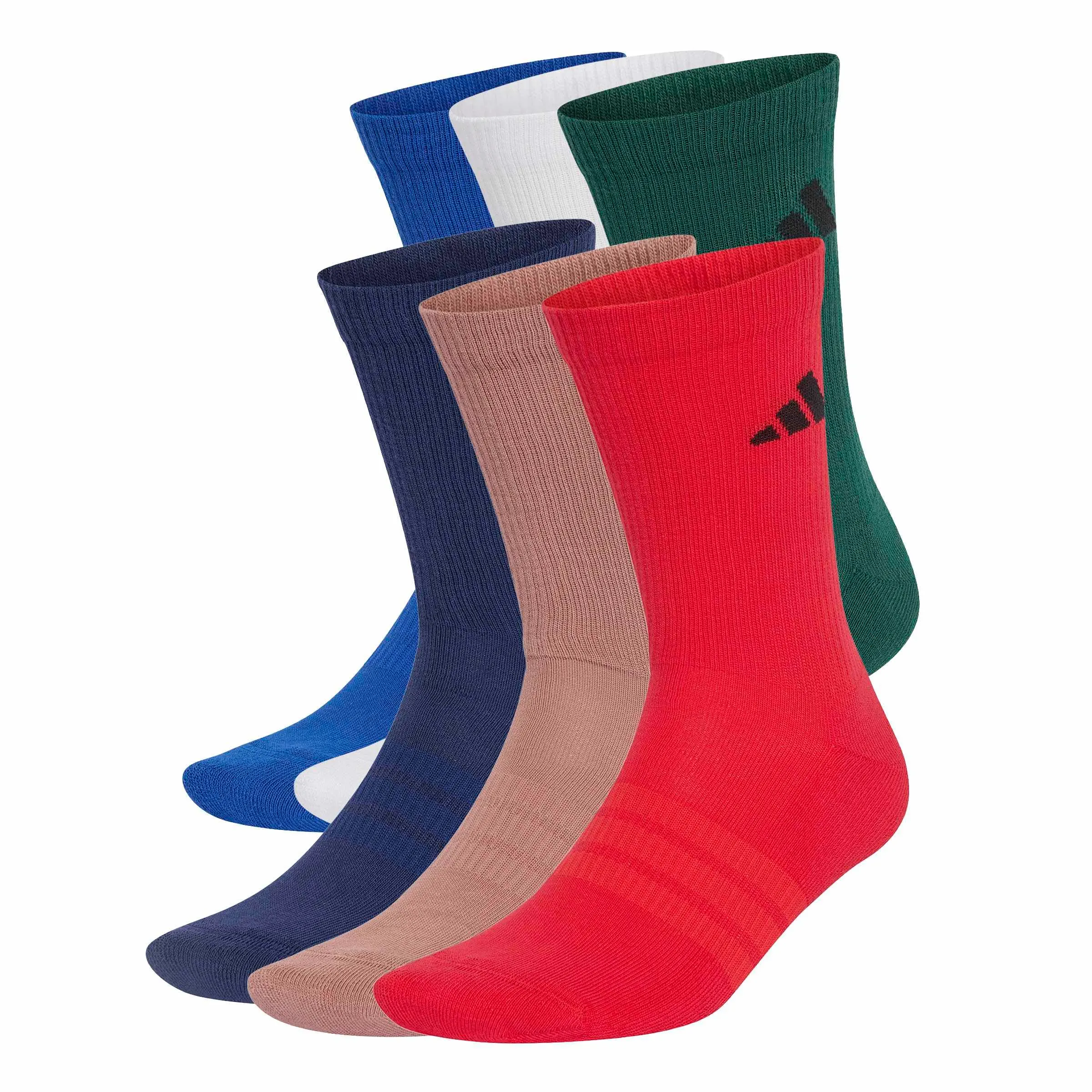 adidas Cushioned Crew Socks, 6 Pair Pack, Team Royal Blue/Dark Blue/Warm Clay/Pure Ruby, L - immagine 5