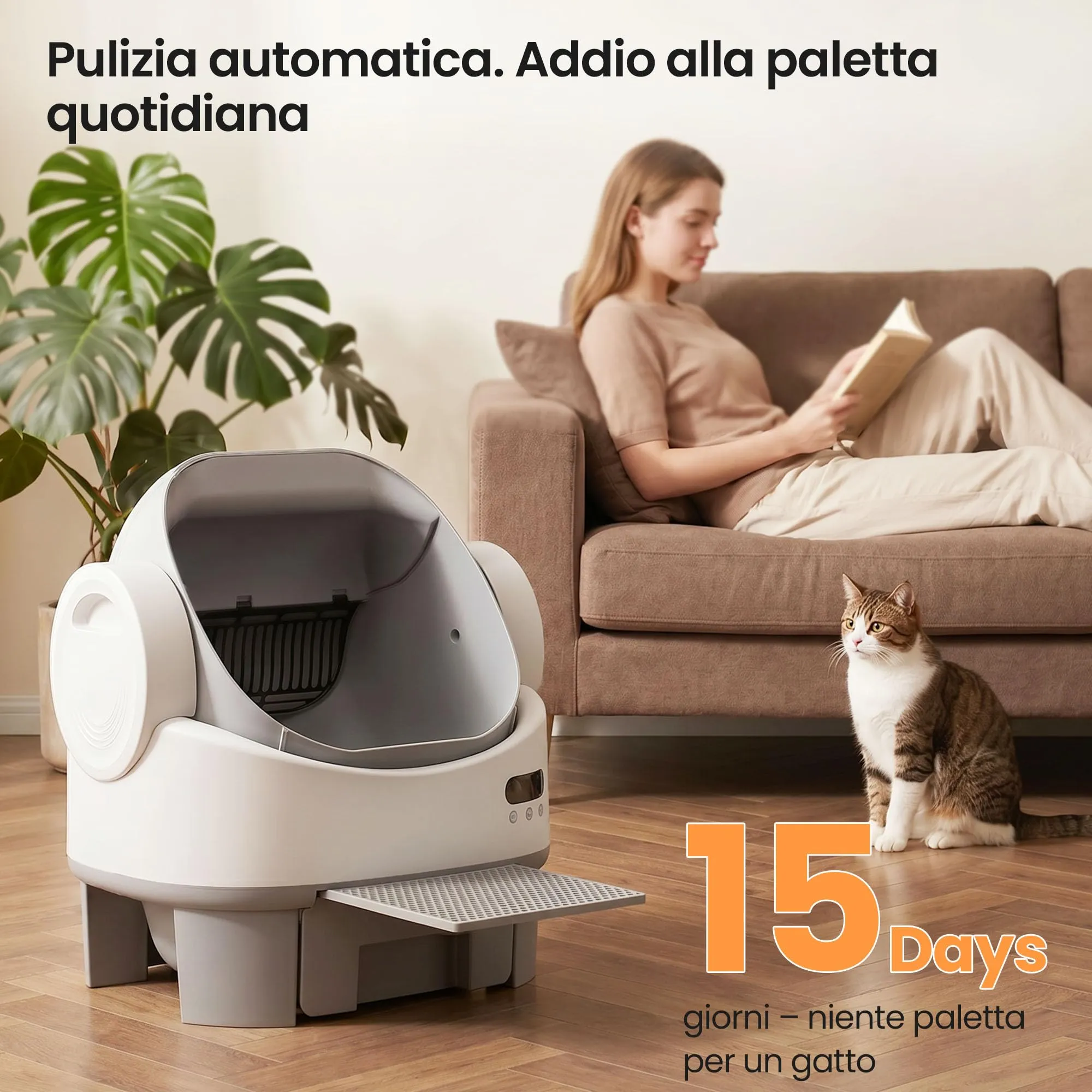 JUMMICO Lettiera per Gatti Autopulente Automatica, Controllo App, 6 Sensori di Sicurezza, Cassetto Rifiuti 12L, Design Aperto XXL - immagine 5