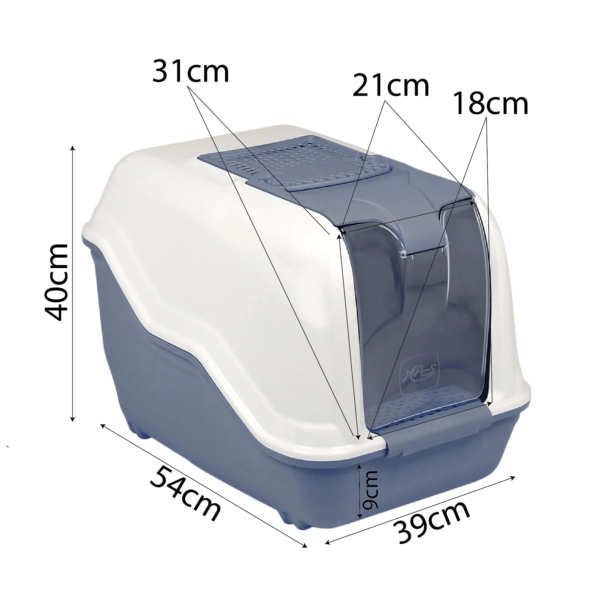 BPS Buena Pet Shop Lettiera Gatto Chiusa con Tappetino e 2 Ciotole, 54x39x40 cm - immagine 8