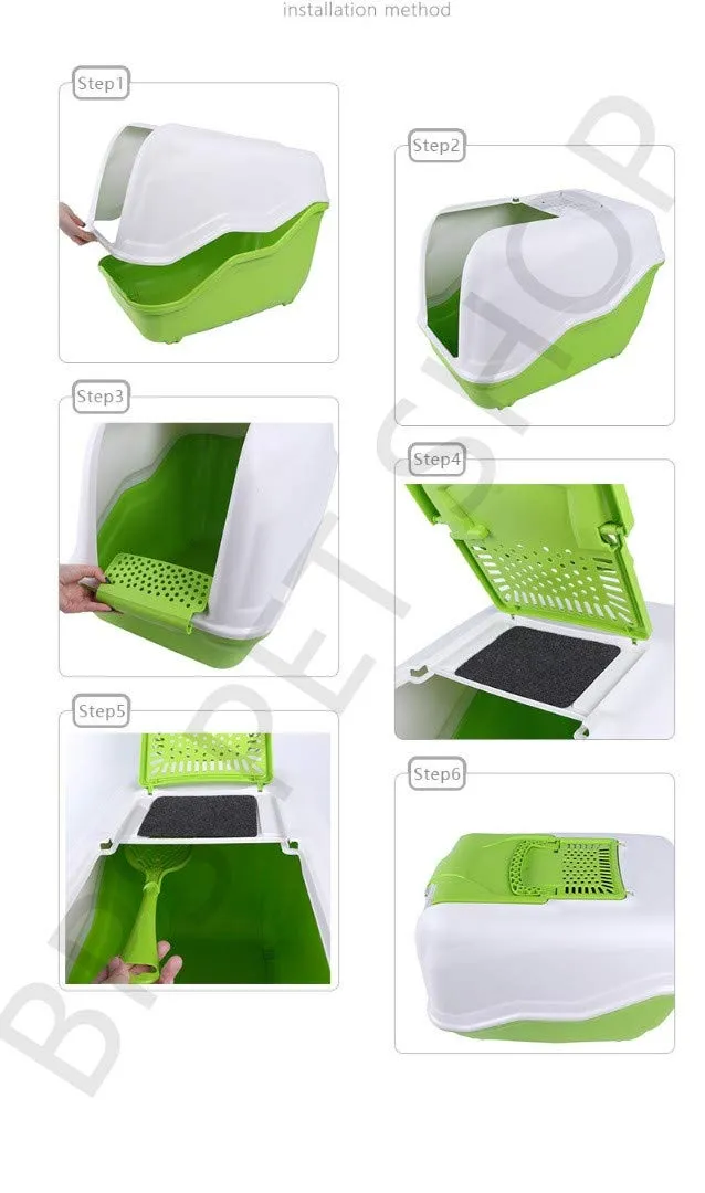 BPS Buena Pet Shop Lettiera Gatto Chiusa con Tappetino e 2 Ciotole, 54x39x40 cm - immagine 9